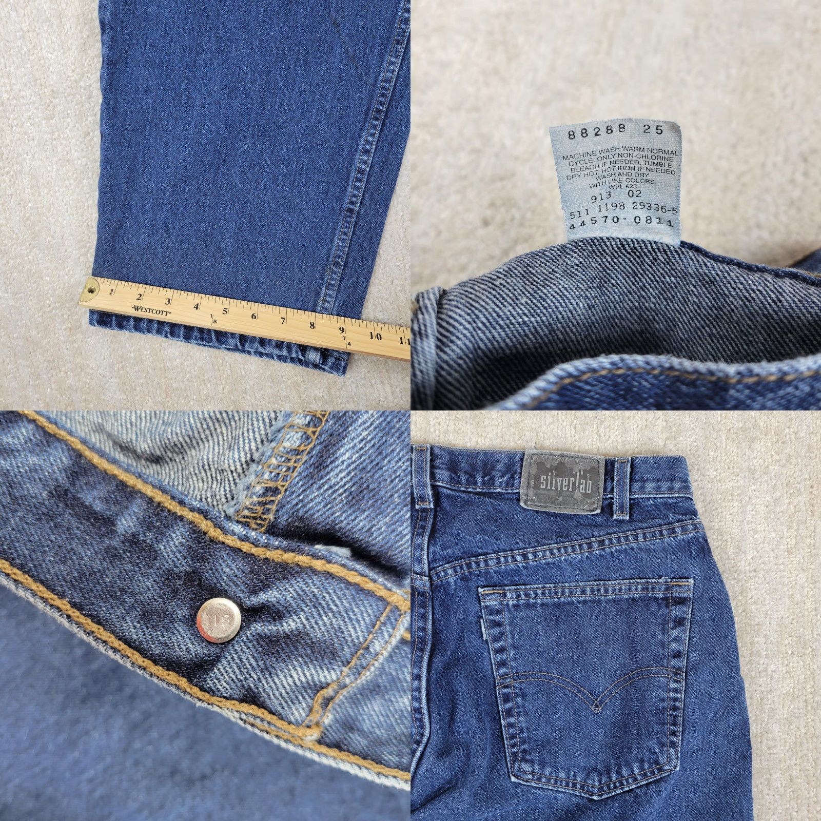 Levi's VINTAGE Levi's Silvertab Jeans 90s Baggy Mens 38x30 Blue Distressed Denim Cotton 5-Pocket USA 3-Button Zip Relaxed Wide-Leg Pants Jeans Mens Size US 38 / EU 54 - 8 Thumbnail