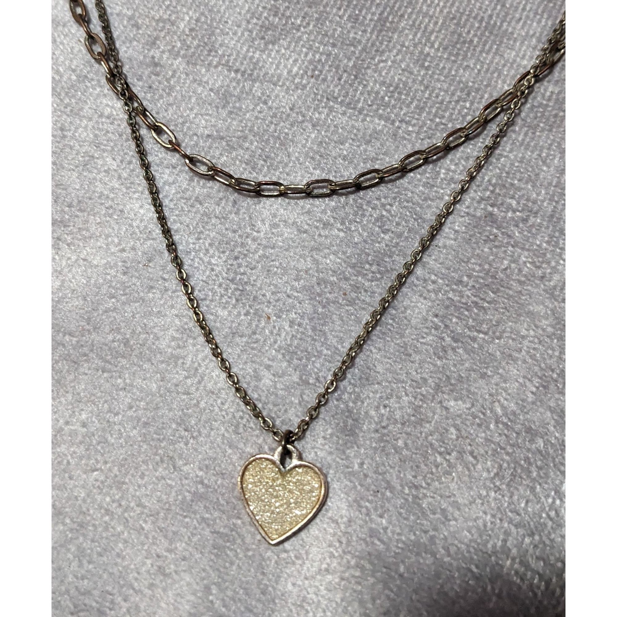 Other Minimalist Rose Gold Tone Multilayer Silver Glitter Heart Ne Size ONE SIZE - 8 Thumbnail