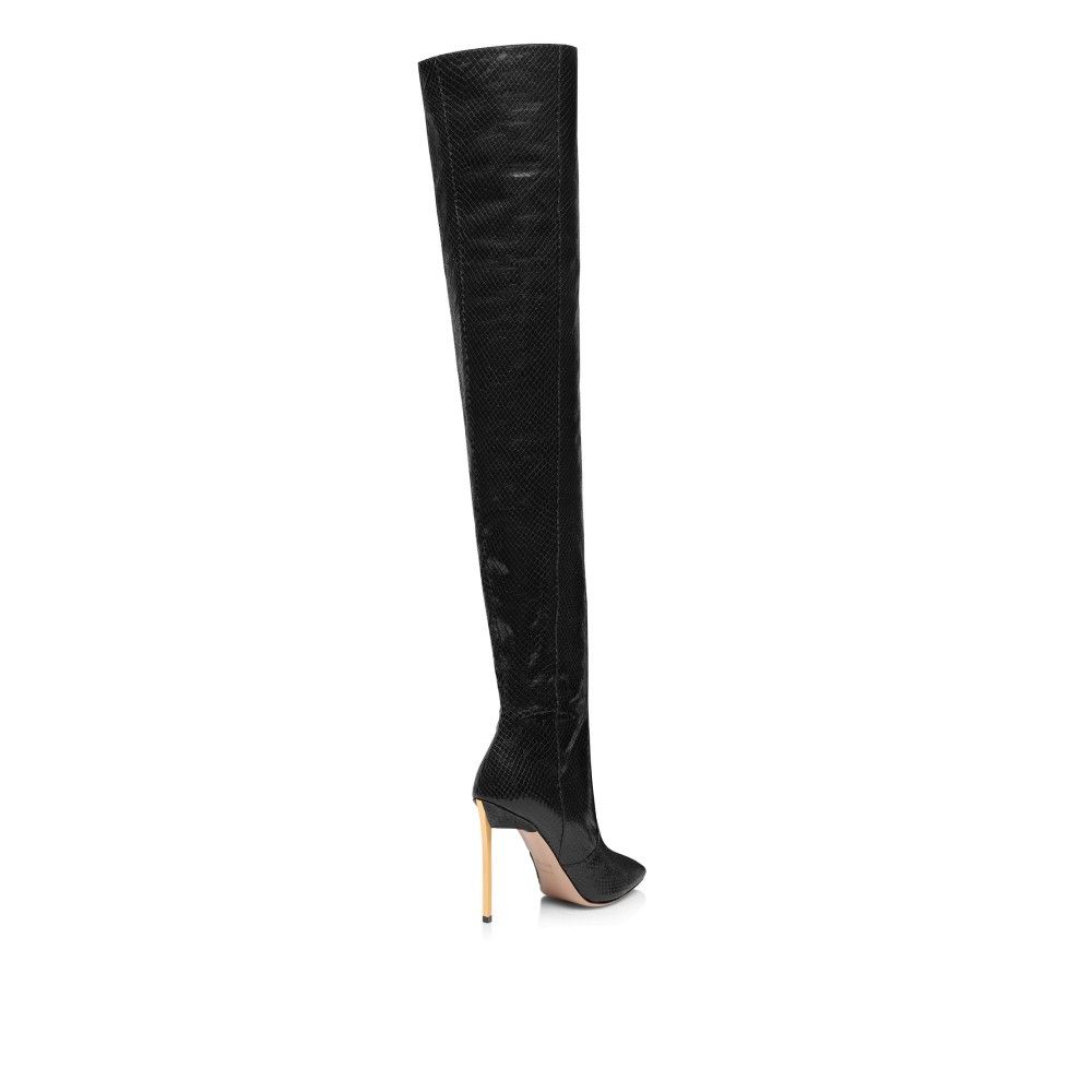 Tom Ford o1loc1c0925 W3469 Leather Carine Over The Knee Boots Black Size US 7 / IT 37 - 3 Thumbnail