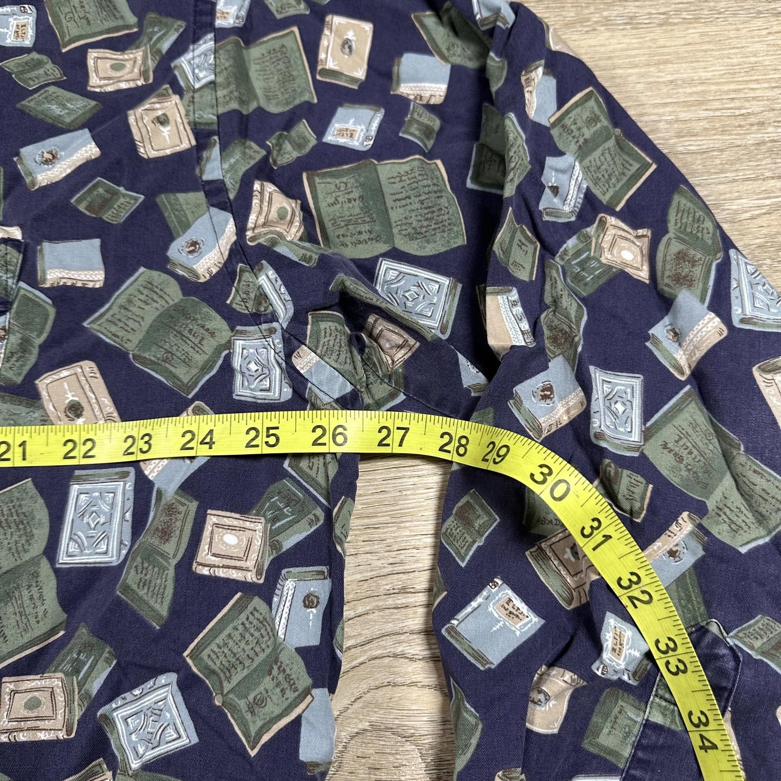 Dockers Dockers Mens Button Up Shirt XL Navy Green Book Print Size US XL / EU 56 / 4 - 5 Thumbnail