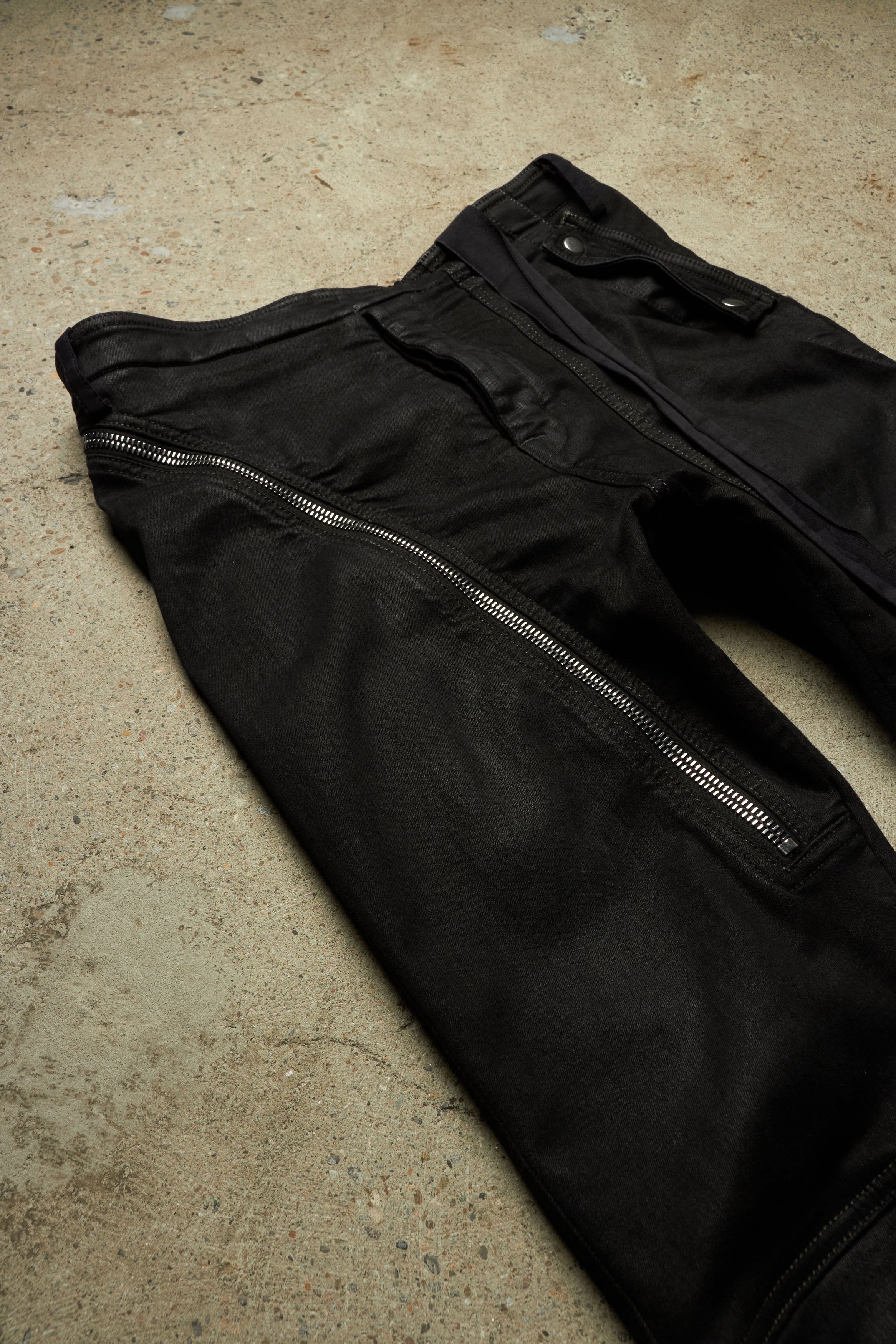 Rick Owens Drkshdw SS23 [EDFU] AIRCUT ASYMMETRICAL ZIPPED WAXED PANTS Size US 34 / EU 50 - 2 Thumbnail