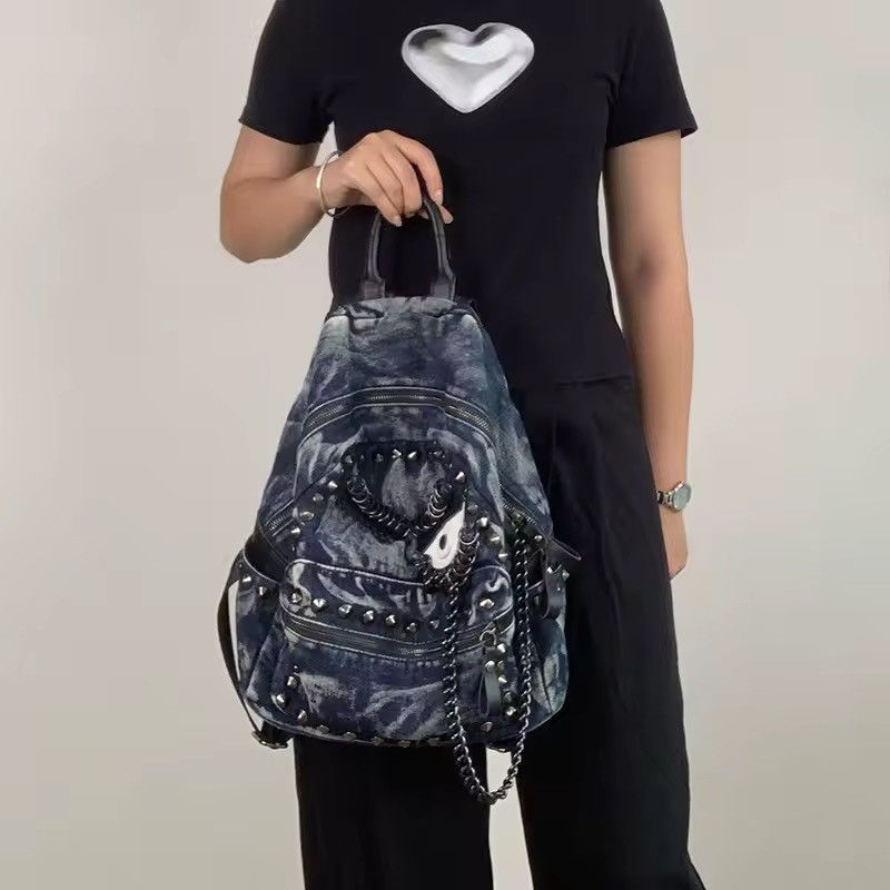 Other Punk Streetwear Rivet Capacity Canvas Eye Backpack Bag Size ONE SIZE - 3 Thumbnail