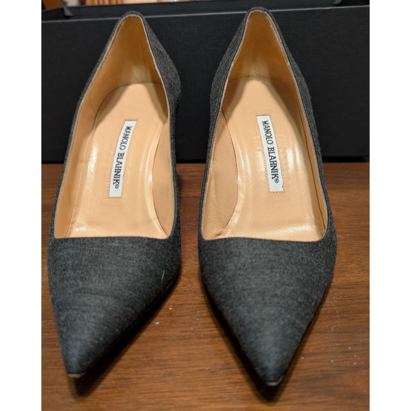 Manolo Blahnik Manolo Blahnik Grey Flannel Pumps Heels Size 37.5 EUC Size US 7 / IT 37 - 1 Thumbnail