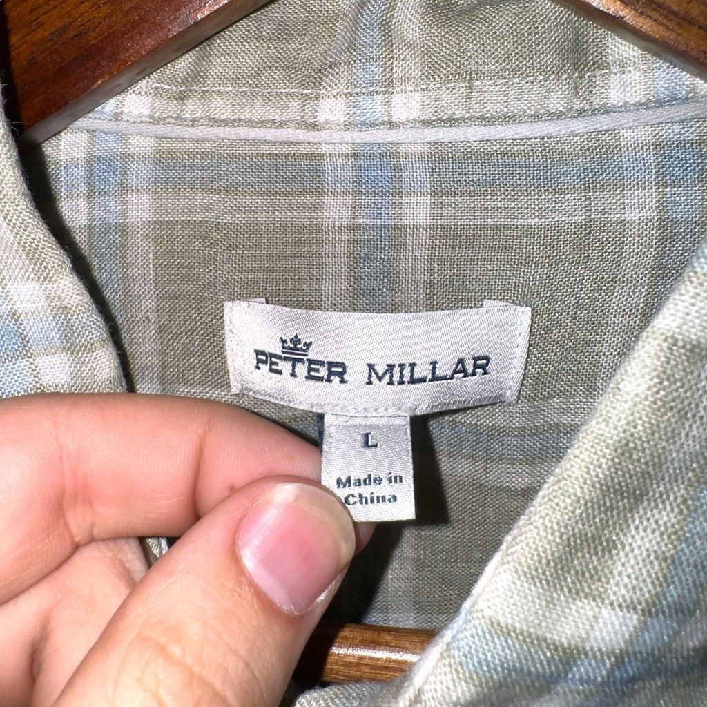 Peter Millar Peter Millar Sage Green 100% Linen Button Up Shirt Size L Size US L / EU 52-54 / 3 - 2 Thumbnail