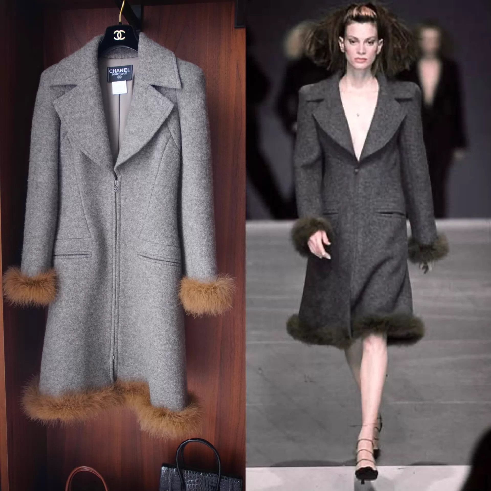 Chanel Chanel 1997 FW Gray Wool Fur Trim Coat Size XS / US 0-2 / IT 36-38 - 4 Thumbnail