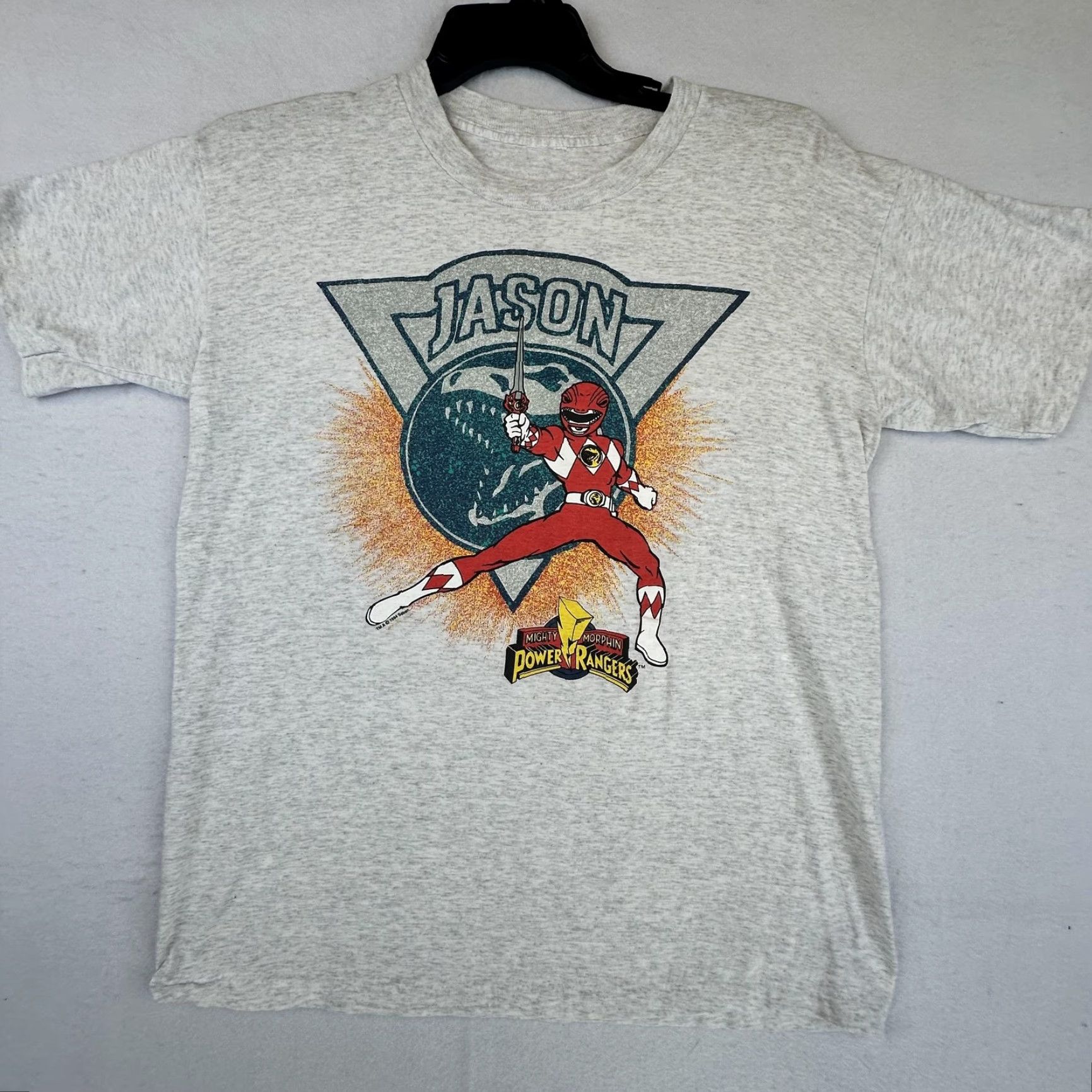 Vintage Mighty Morphin Power Rangers Shirt Mens Medium Gray Red Ranger Graphic Tee Size US M / EU 48-50 / 2 - 6 Thumbnail