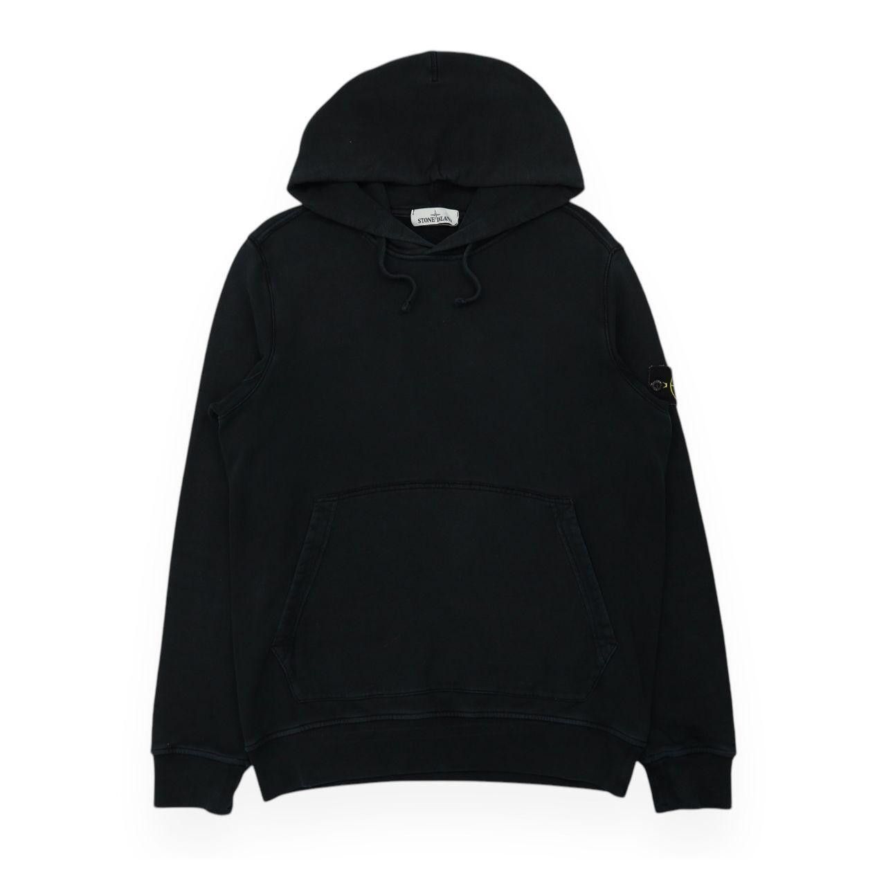 Stone Island A/W 19 Garment Dyed Popover Hoodie in Black, Men's