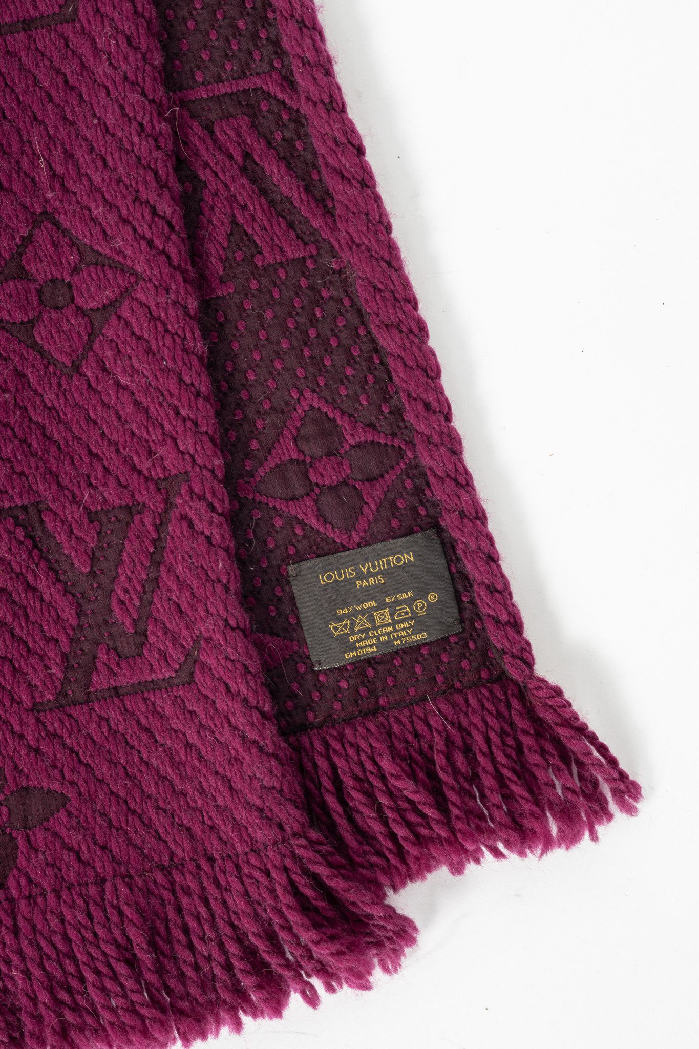Louis Vuitton Louis Vuitton Logomania Fuchsia Wool Monogram Fringe Scarf Size ONE SIZE - 3 Thumbnail