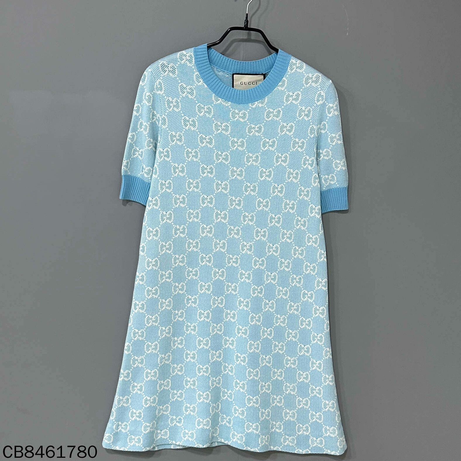 Gucci Gucci Sky Blue Full Print Dress Size S / US 4 / IT 40 - 1 Thumbnail