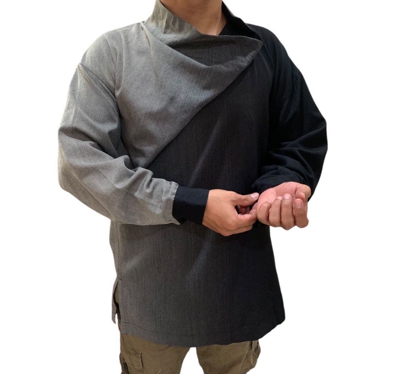 Issey Miyake 🔥Vintage 80s Issey Miyake Asymmetric Draped Collar Shirts Size M / US 6-8 / IT 42-44 - 6 Thumbnail
