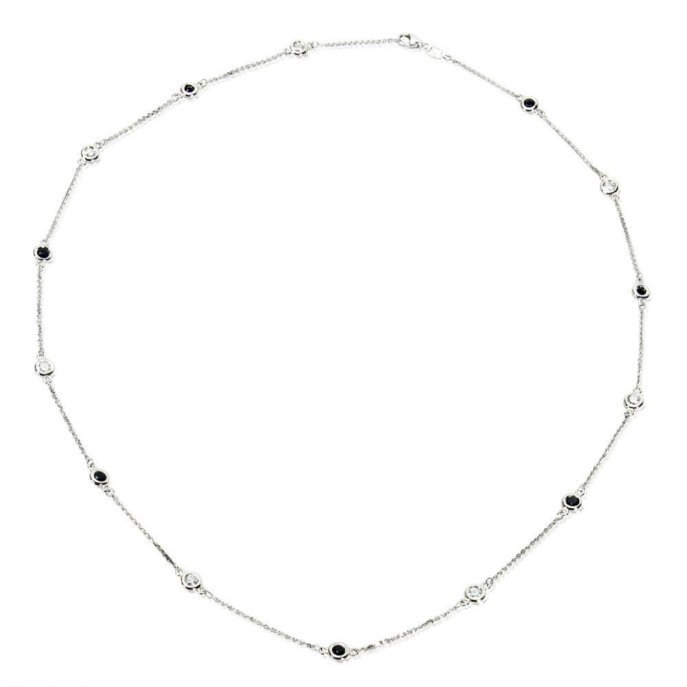 image of Tiffany Co Igl Certified Diamond & Sapphire By The Yard Necklace In 14K Wg (0.63 Ctw) in Gold, Wome