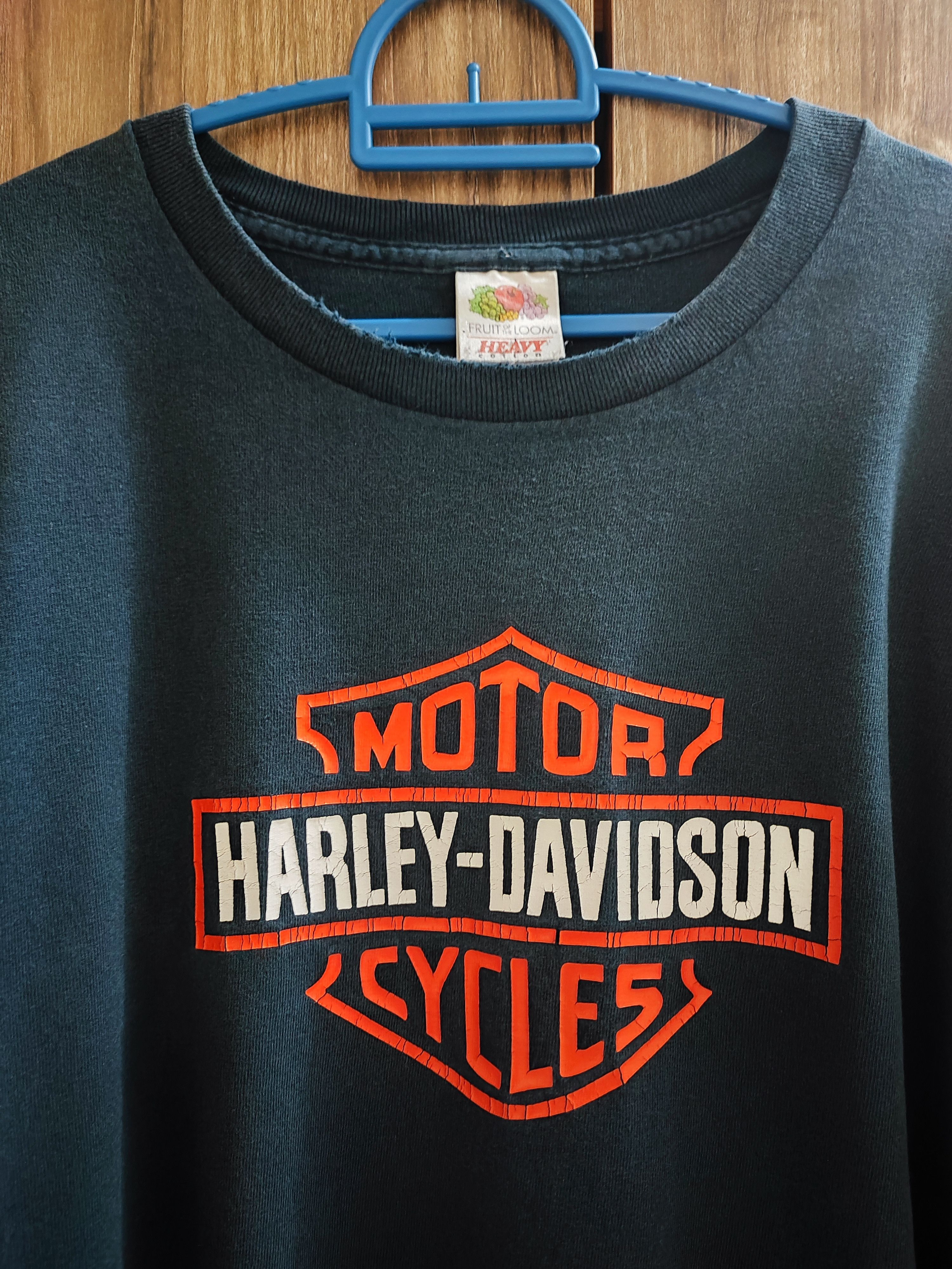 Harley Davidson × Vintage Vintage 90's Distressed Harley Davidson Big Logo T-Shirt Size US XL / EU 56 / 4 - 2 Thumbnail