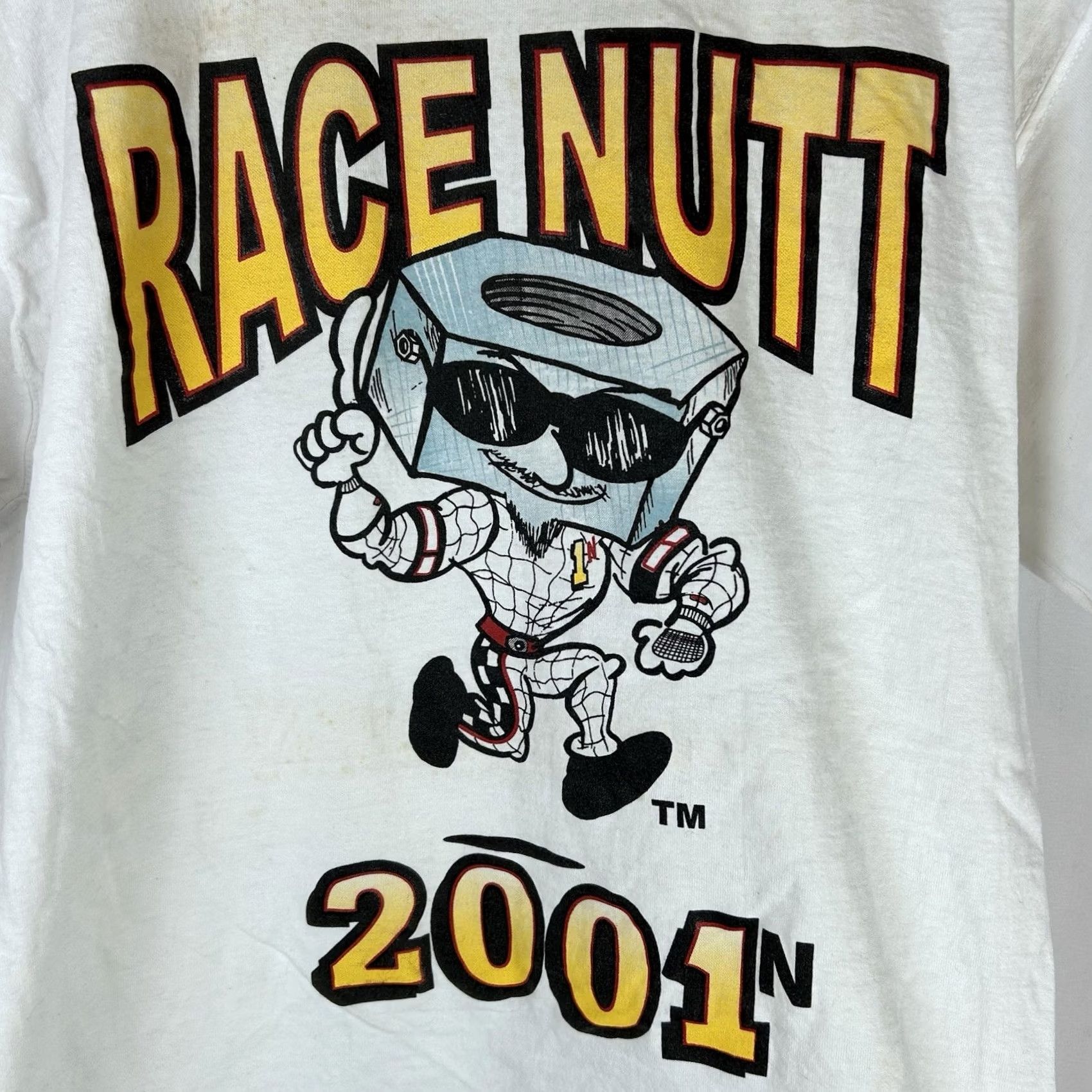 Fruit Of The Loom VTG Race Nutt Head Racing T-Shirt Large White AMF Engine Car Race Tee S/S Casual Tee Size US L / EU 52-54 / 3 - 3 Thumbnail