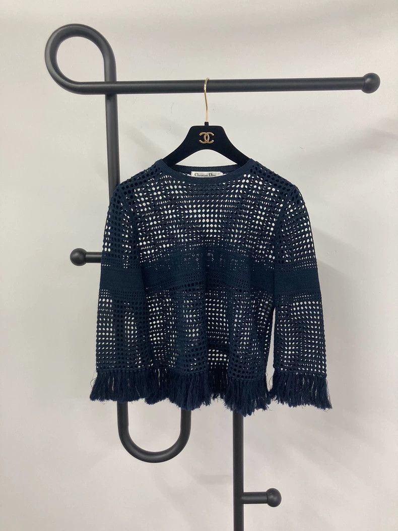 Dior Dior Black Crochet Fringe Knit Top - dmc Size US S / EU 44-46 / 1 - 1 Thumbnail