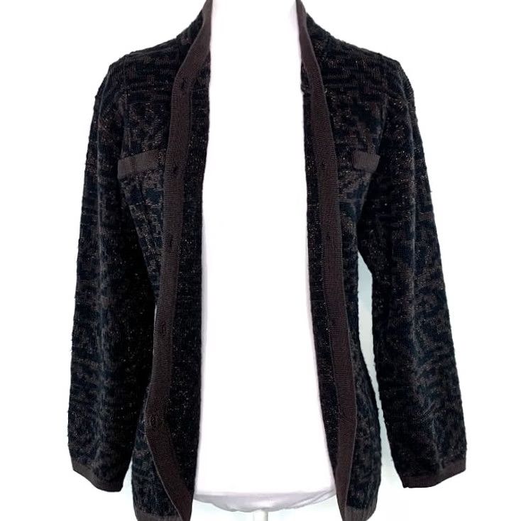 Jaeger JAEGER Womens Cardigan Sweater Size S Button Front Metallic Sparkly Wool Blend Size S / US 4 / IT 40 - 3 Thumbnail
