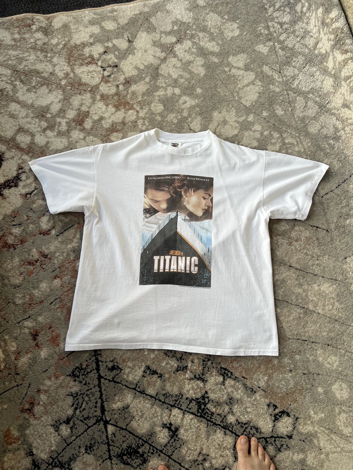 image of Movie x Vintage Titanic 1998 Vintage Tee in White, Men's (Size XL)