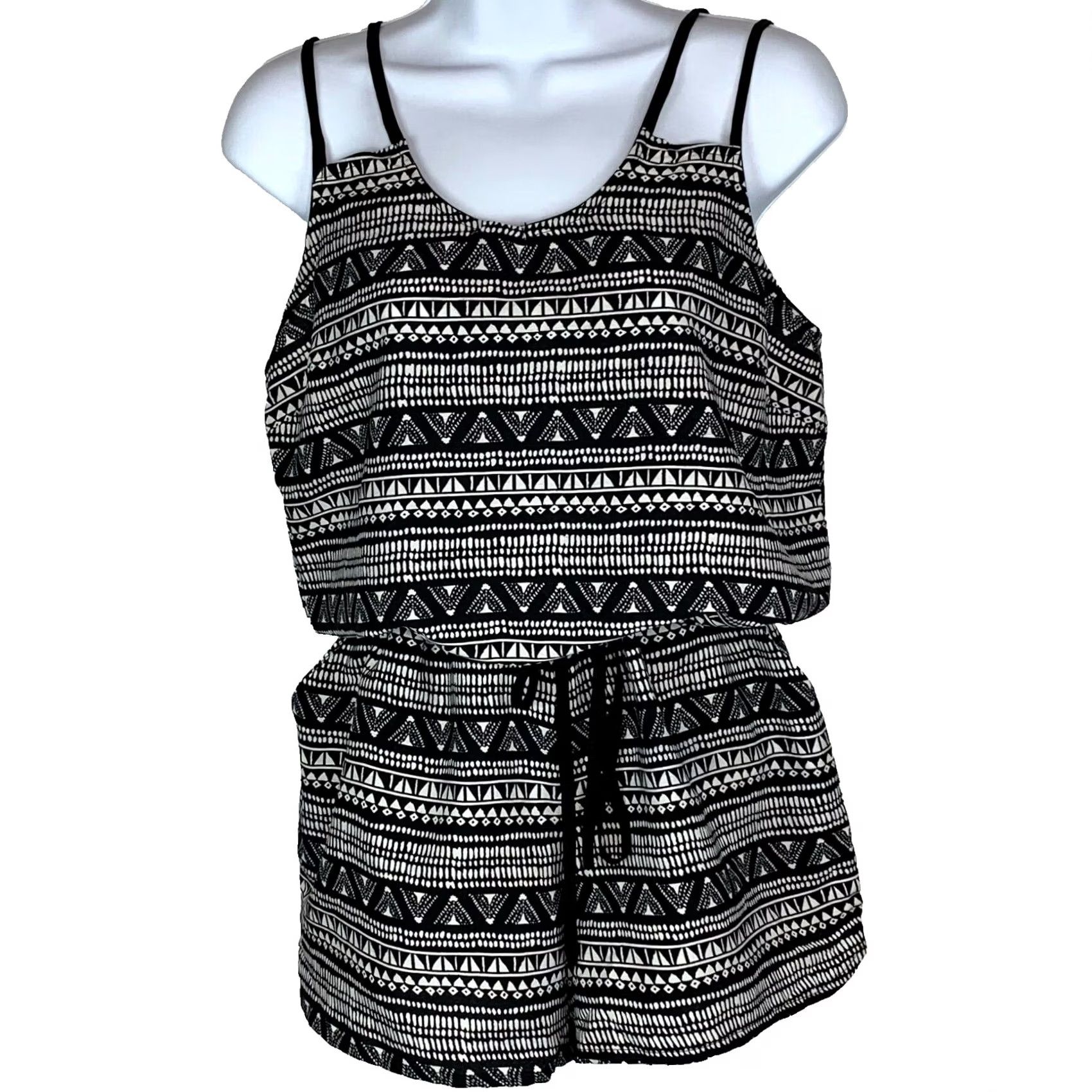 Harmony Harmony + Havoc Romper Womens Size L Aztec Pattern Straps Drawstring Waist Size 36" / US 14 / IT 50 - 2 Thumbnail