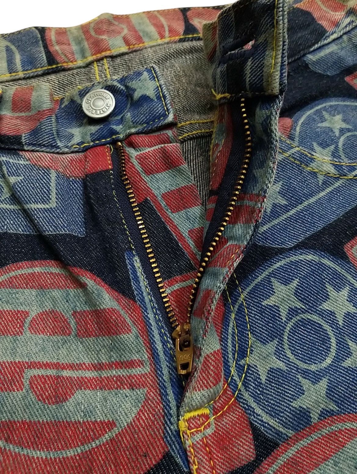 Hysteric Glamour RARE🔥VINTAGE HYSTERIC GLAMOUR KINKY ALL PRINT FLARED JEANS Size US 29 - 7 Thumbnail