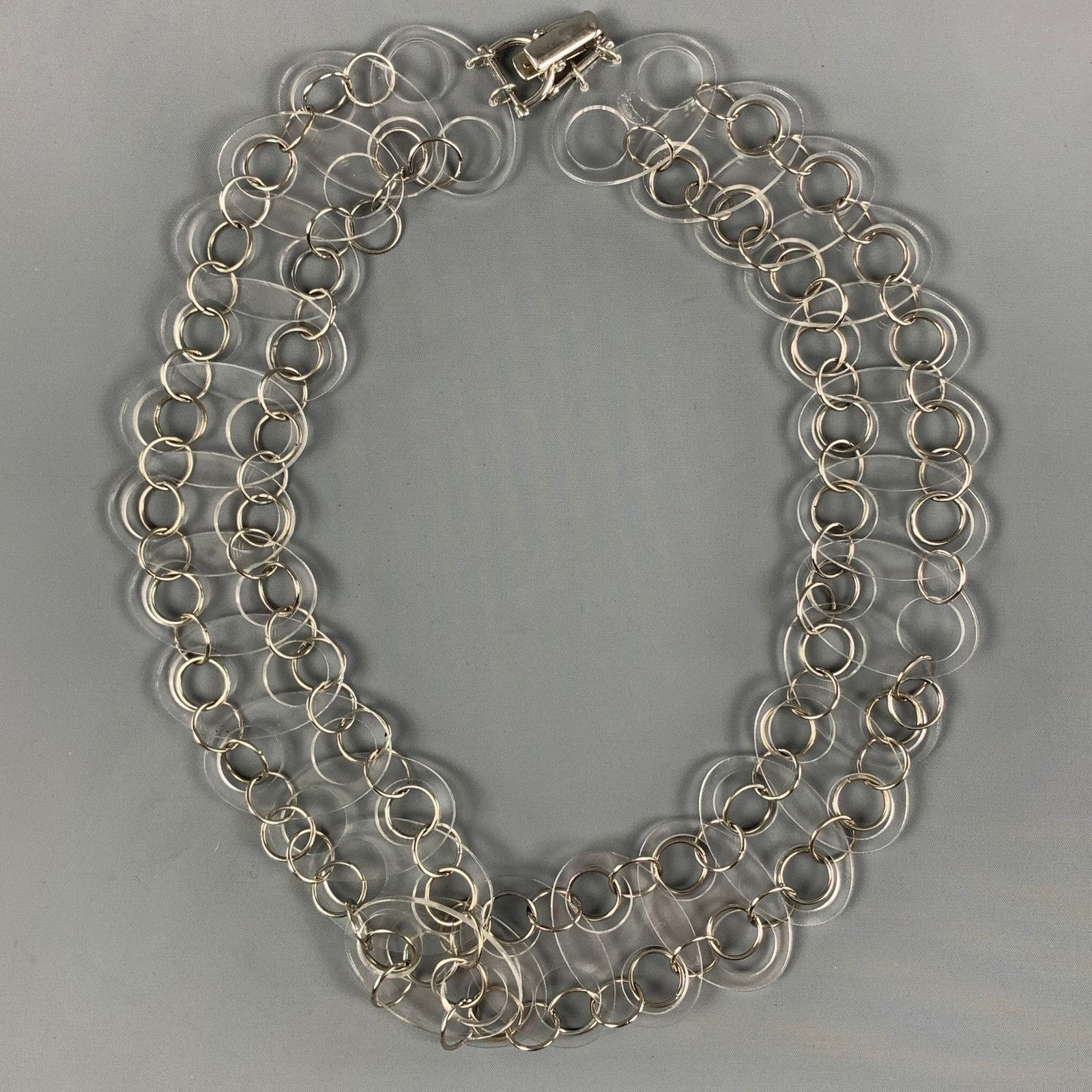 Paco Rabanne PACO RABANNE Clear Silver Link Lucite Ring Necklace Belt Size ONE SIZE - 1 Thumbnail