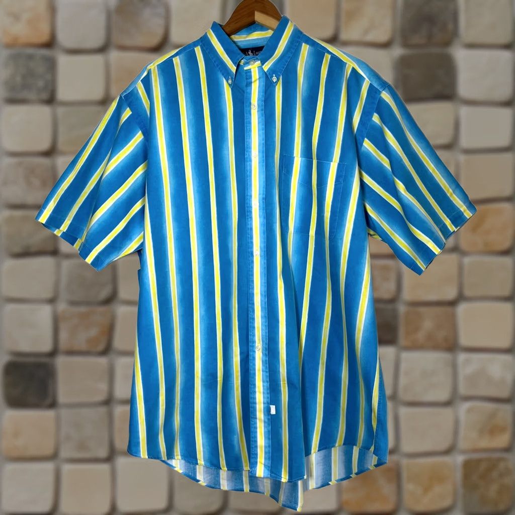 Ralph Lauren Men's Vintage Ralph Lauren Short Sleeve Button-Down Cotton Shirt Striped Sz L Size US L / EU 52-54 / 3 - 1 Thumbnail