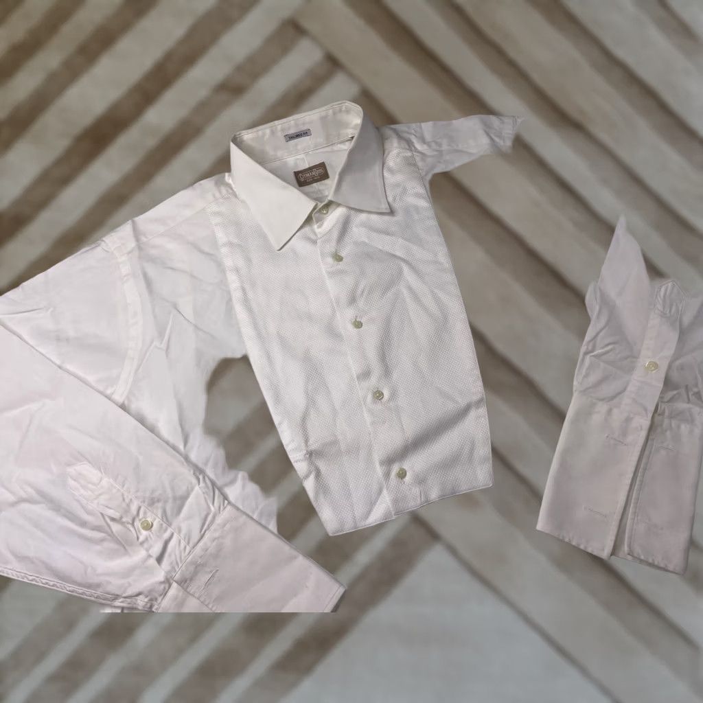 Vintage Gitman Bros Dress Shirt 17.5 34 White Tailored Fit Bib French Cuff USA Shirt Mens Regular Long Sleeve Collar Point Classic Solid Cotton Vintage Size US S / EU 44-46 / 1 - 1 Thumbnail