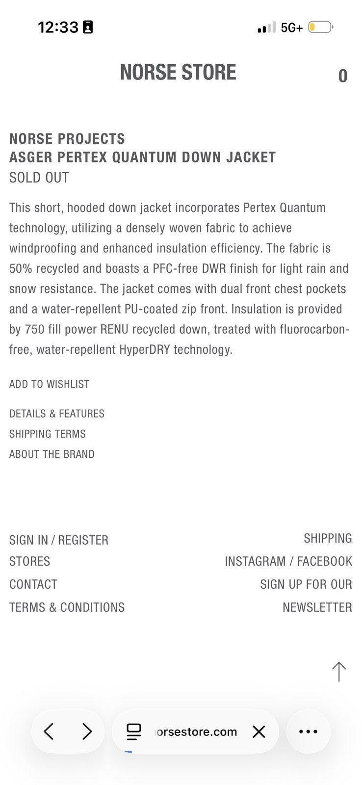 Norse Projects Asger Pertex Quantum Down Jacket Size US L / EU 52-54 / 3 - 7 Thumbnail