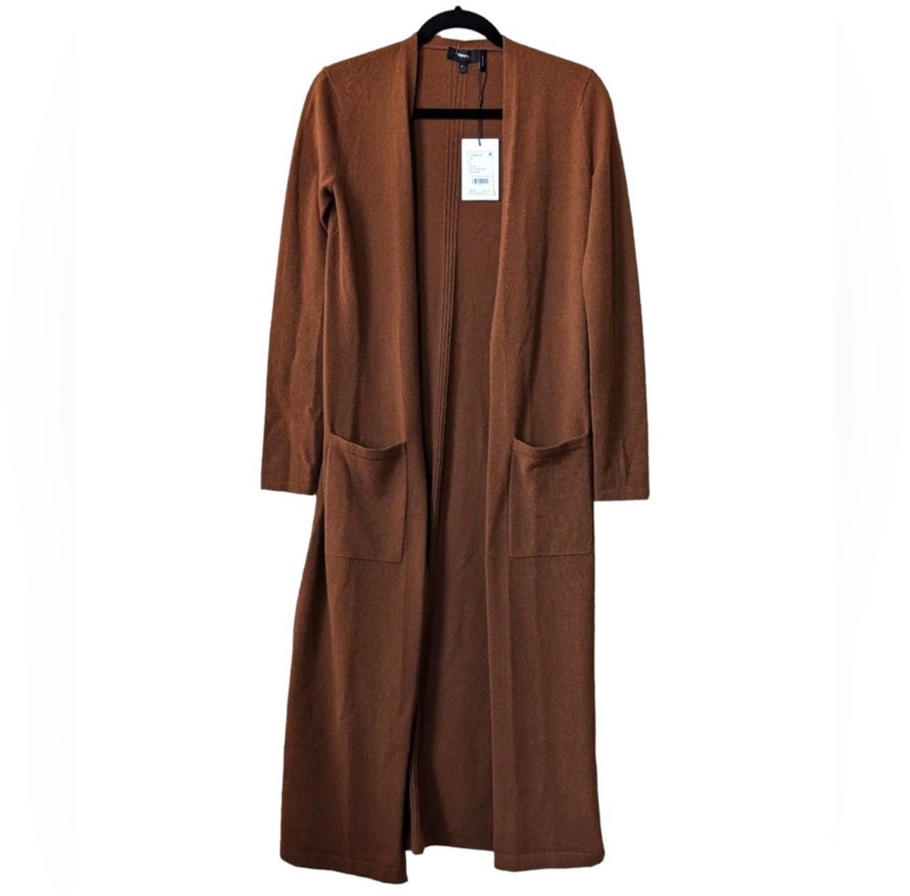 Theory THEORY Cashmere Long Open Fronted Brown Cardigan Sweater Size XS / US 0-2 / IT 36-38 - 2 Thumbnail