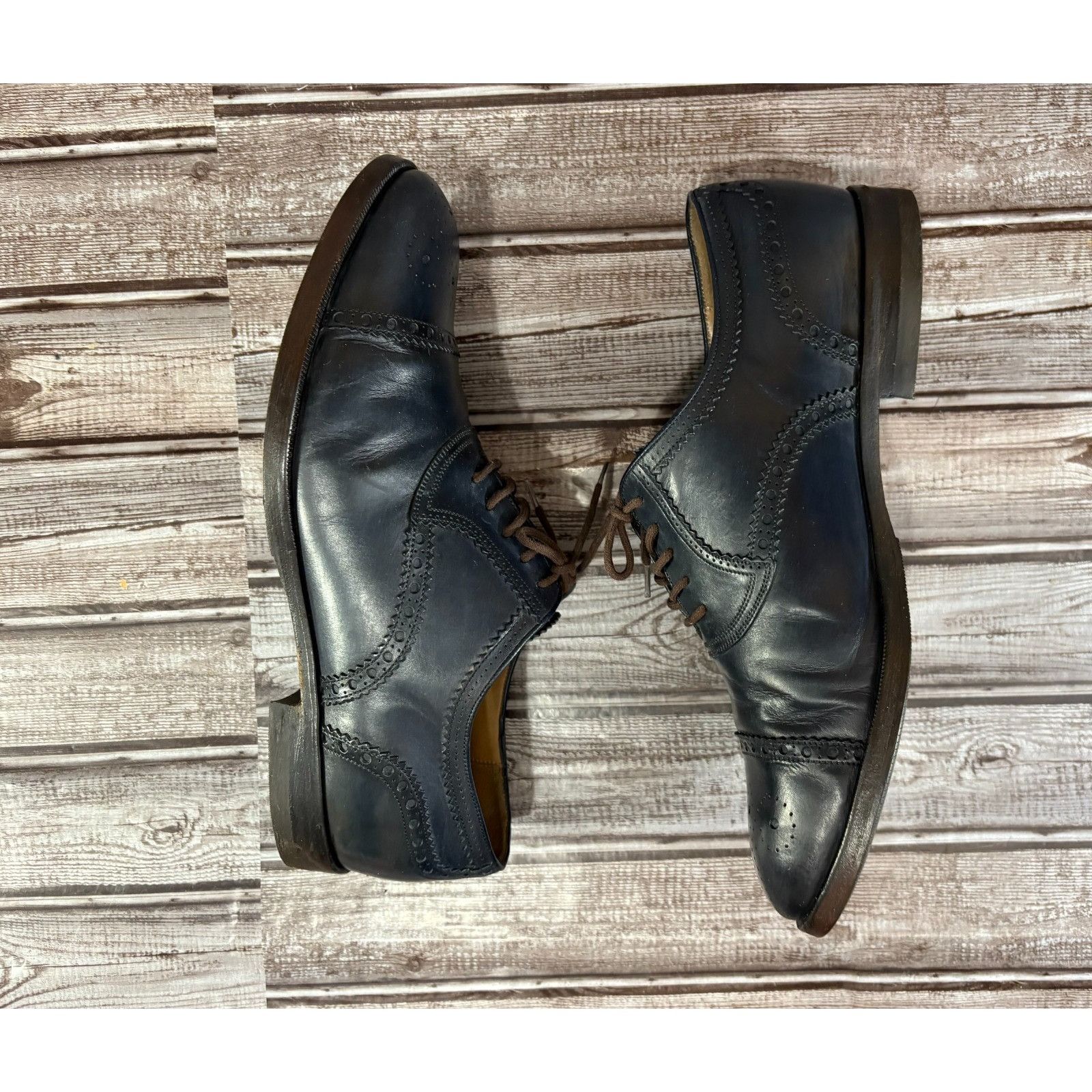 Gucci Gucci leather Oxford Brogue Shoes size US 9 color blue made Size US 9 / EU 42 - 5 Thumbnail
