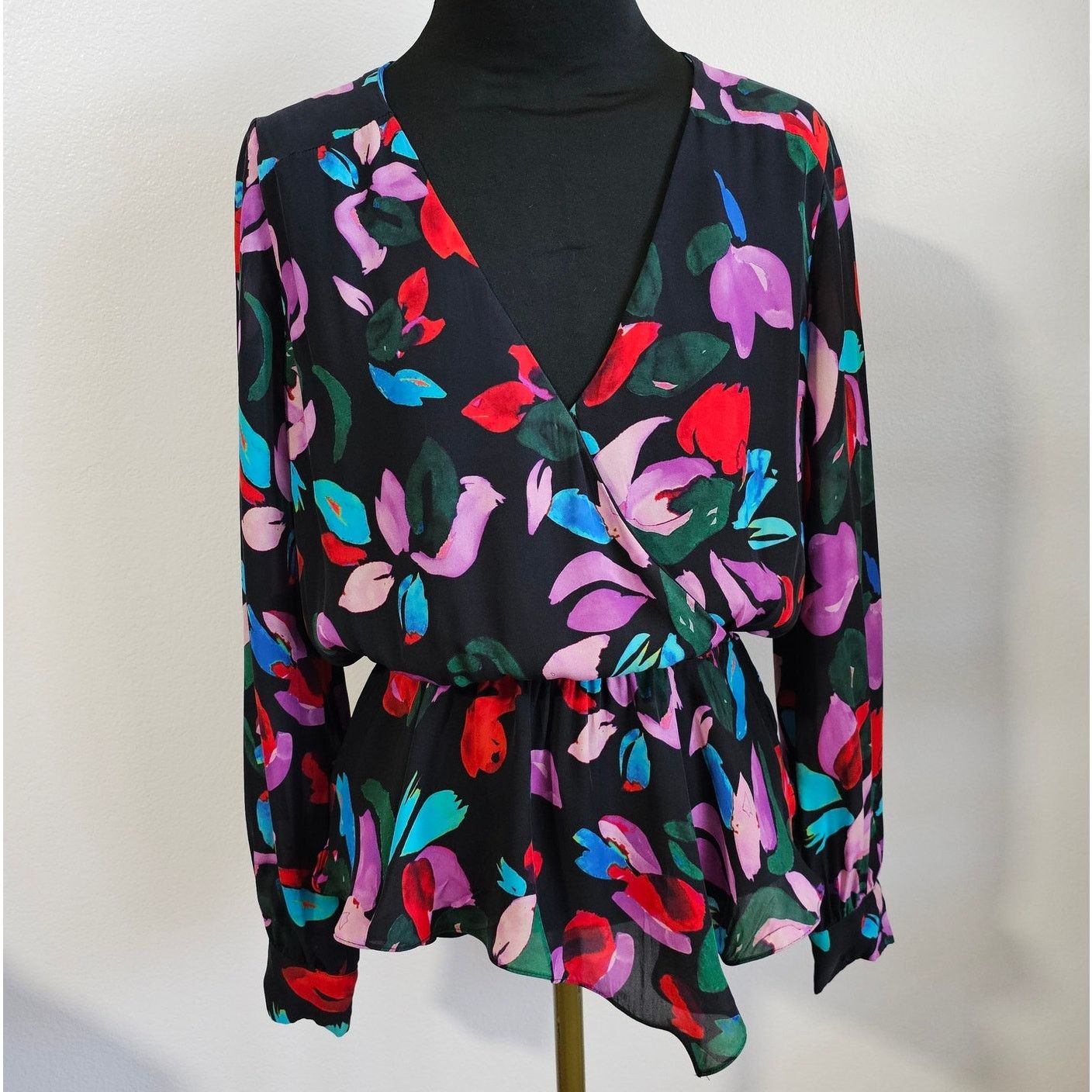 Parker Parker Silk Floral Alyssa V-Neck Asymmetric Peplum Blouse S Size S / US 4 / IT 40 - 5 Thumbnail