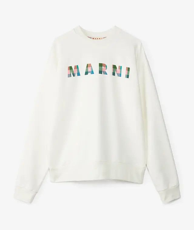 Marni o1mle1025 Logo Crewneck Sweatshirt in White Size US M / EU 48-50 / 2 - 1 Thumbnail
