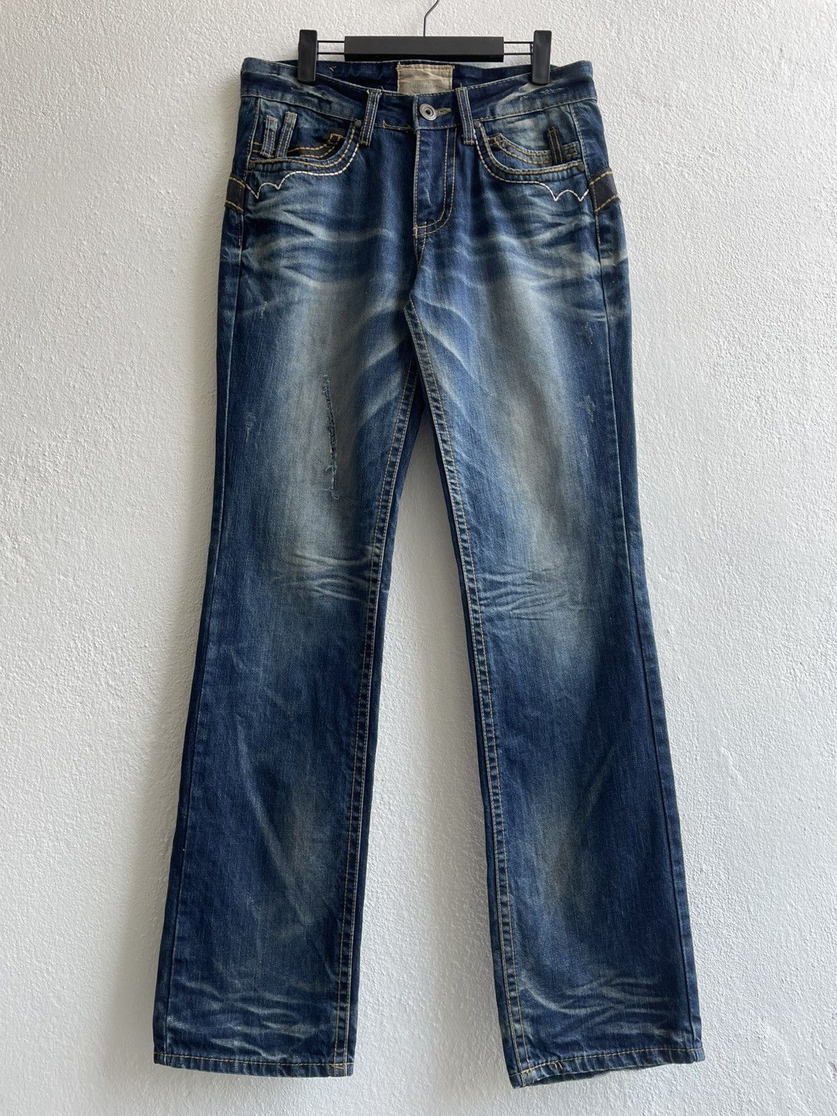 Japanese Brand Vintage Distress Lolita Flared Jeans Size US 33 - 1 Thumbnail