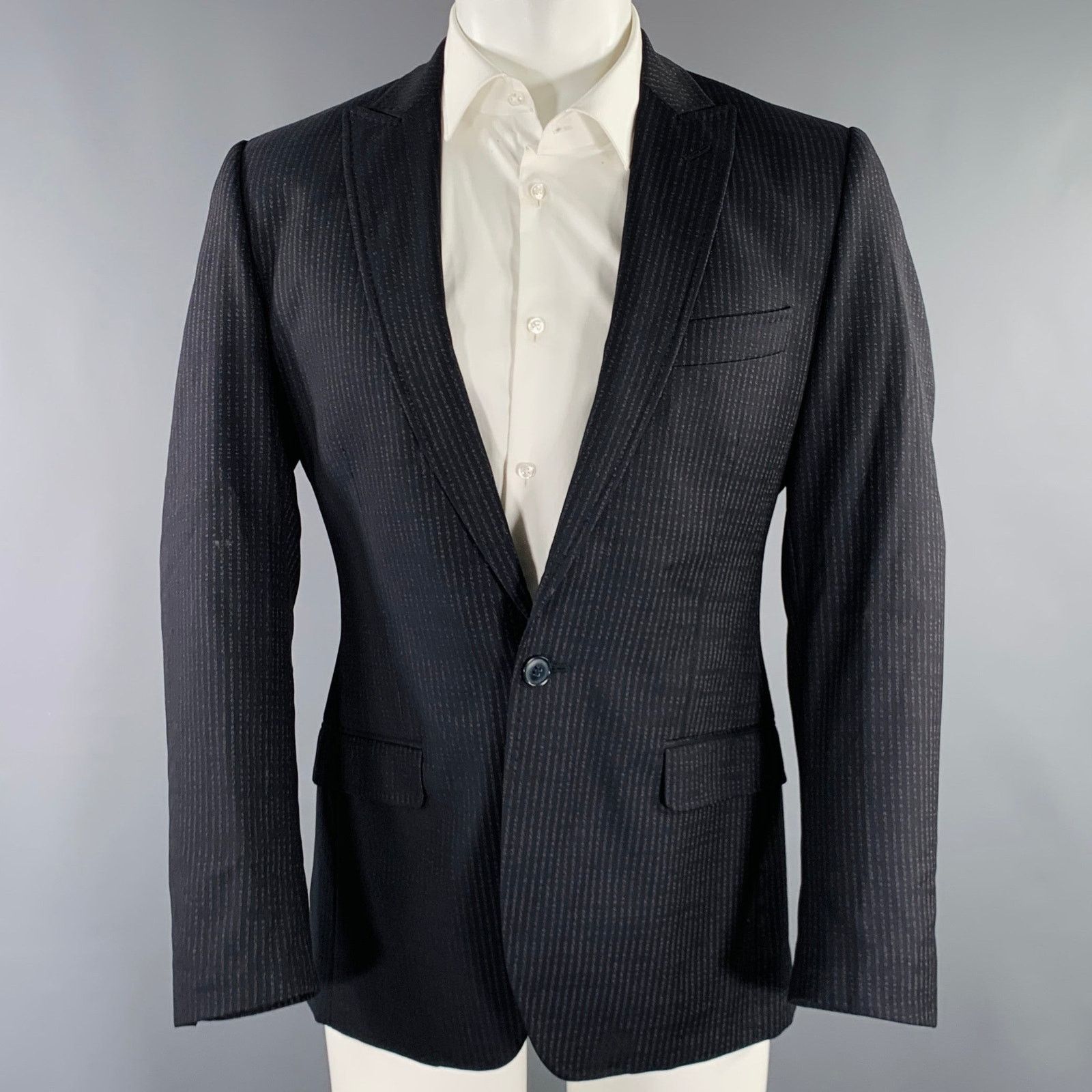 Dolce & Gabbana DOLCE & GABBANA Size 36 Navy Stripe Virgin Wool Sport Coat Size 36R - 1 Thumbnail