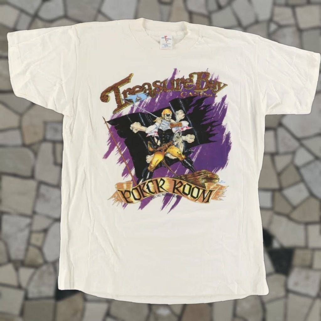 Vintage VTG Short Hills Tee Treasure Bay Poker Room Solid T-Shirt White Men's L Size US L / EU 52-54 / 3 - 1 Thumbnail