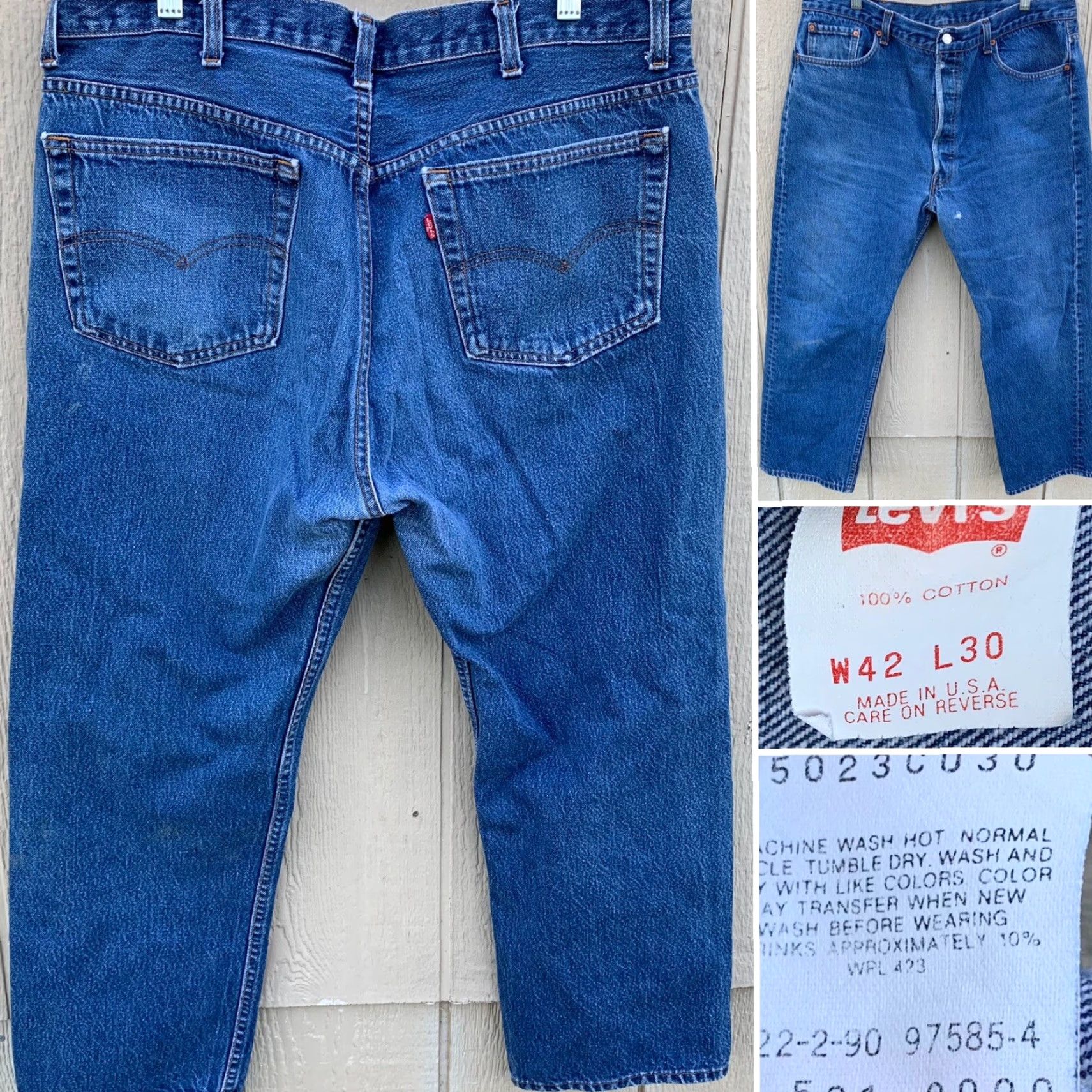 VINTAGE Levi's 501 jeans Button Fly Jeans Men Regular 42 Waist 38.5 Inseam 27 Blue Cotton Denim Made in USA 5-Pocket USA 90s?