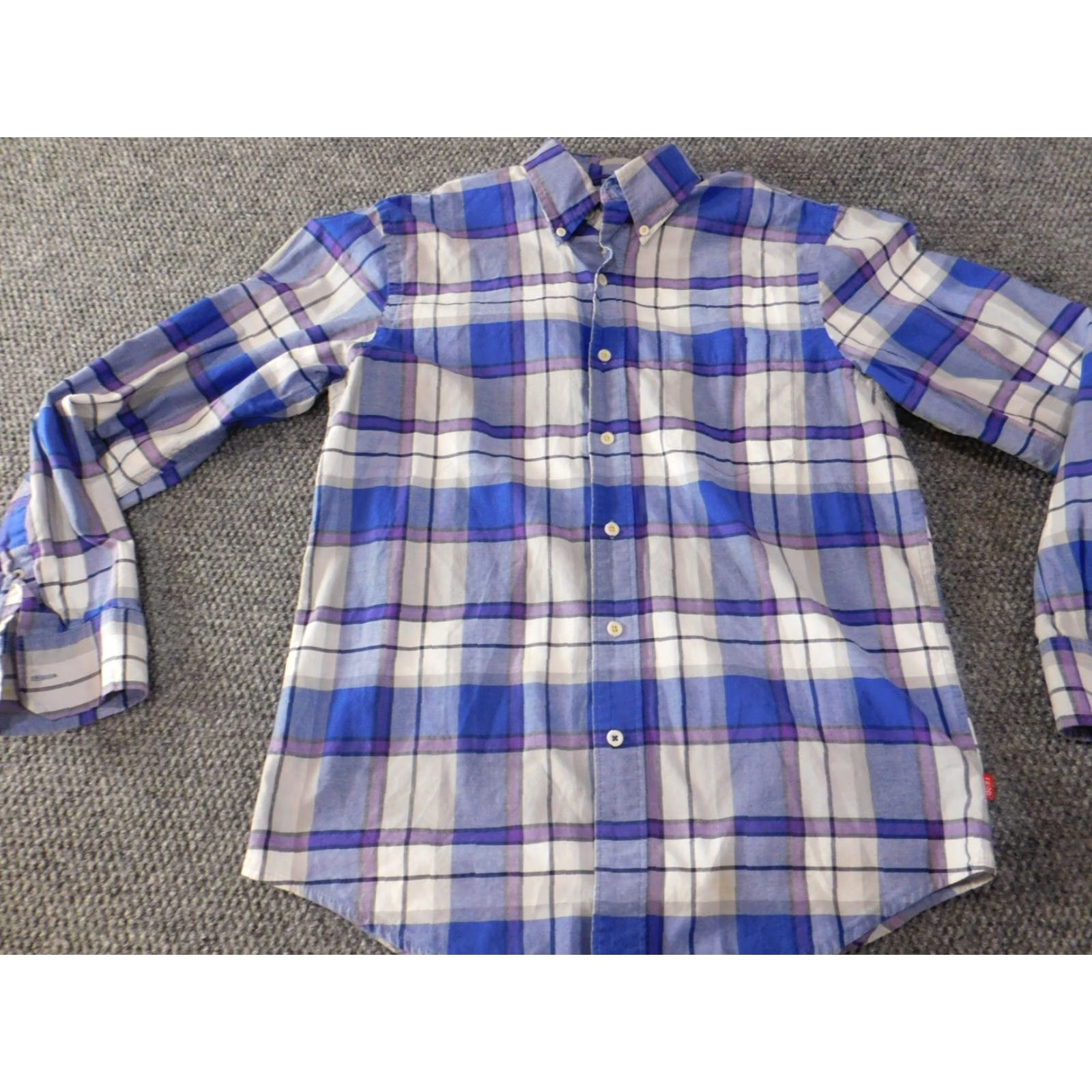 Izod Izod Shirt Mens Small blue plaid button-up classic casual retro Knit Cotton Long Sleeve Button-Down Collar Mens Size US S / EU 44-46 / 1 - 3 Thumbnail