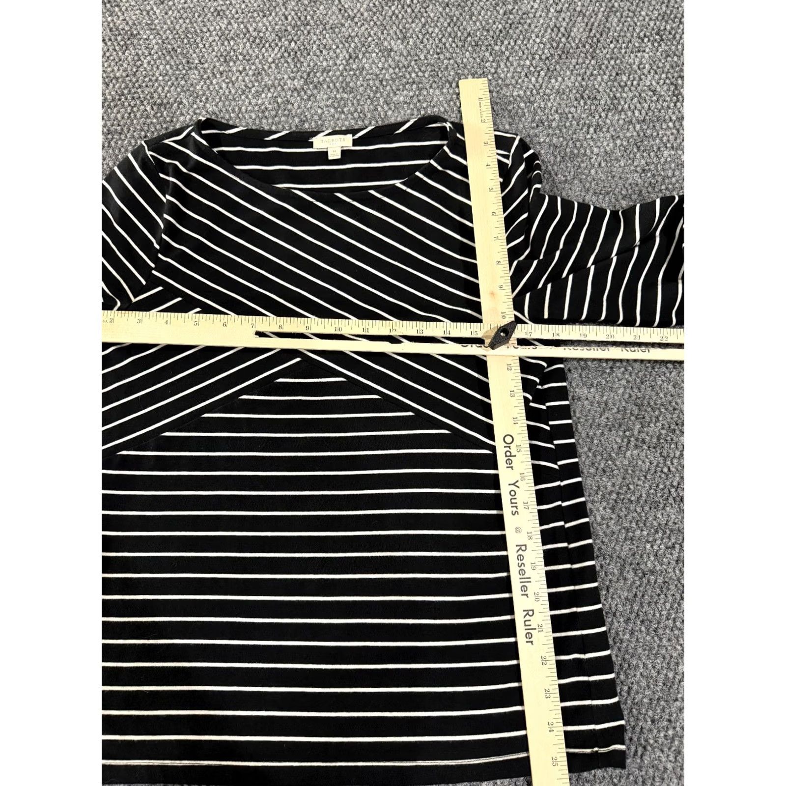 Talbots Talbots Womens Long Sleeve Top M Black White Striped Stretch Casual Blouse Knit Cotton Spandex Regular Size M / US 6-8 / IT 42-44 - 4 Thumbnail