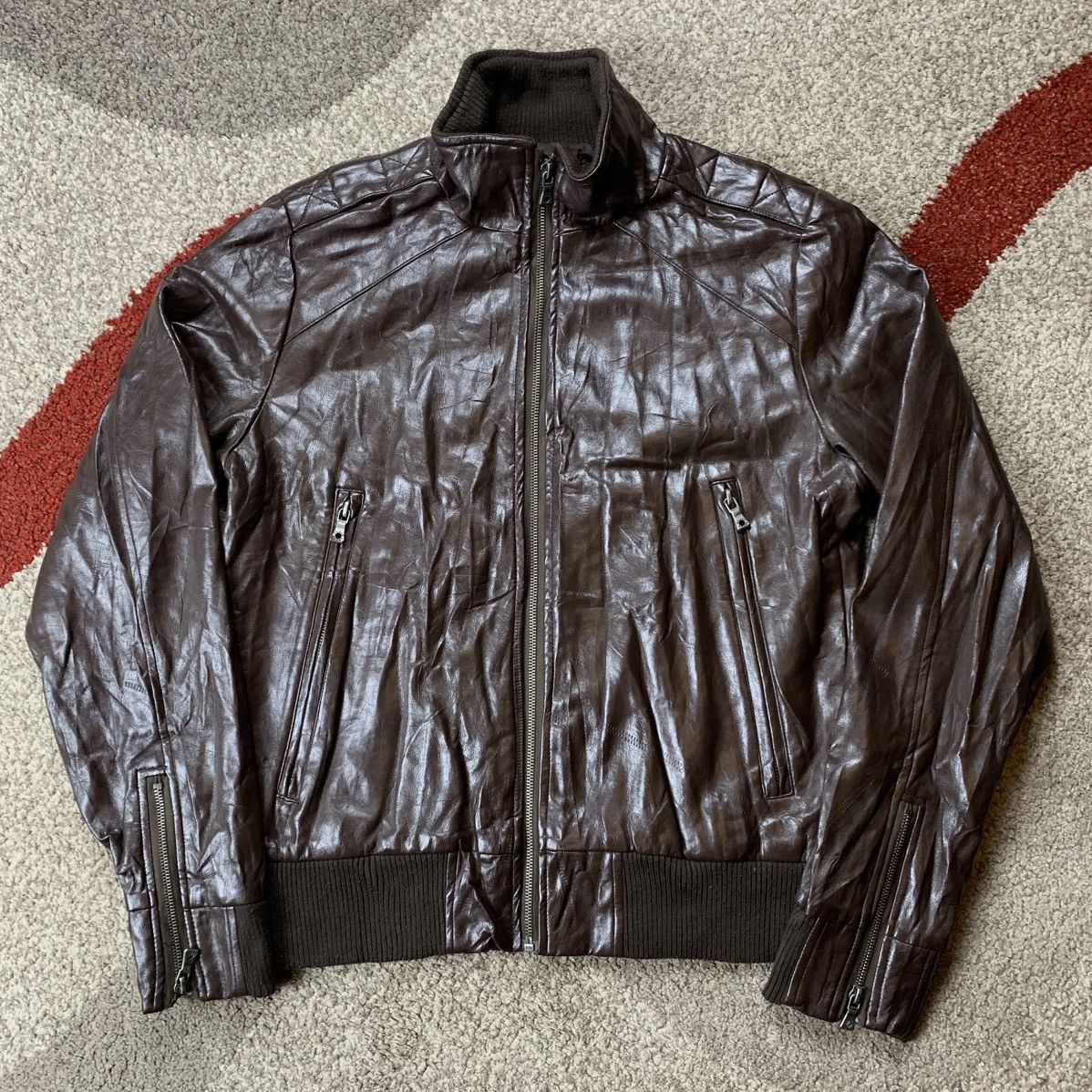 Genuine Leather NYLAUS BIKER JACKET Mens Size US L / EU 52-54 / 3 - 3 Thumbnail