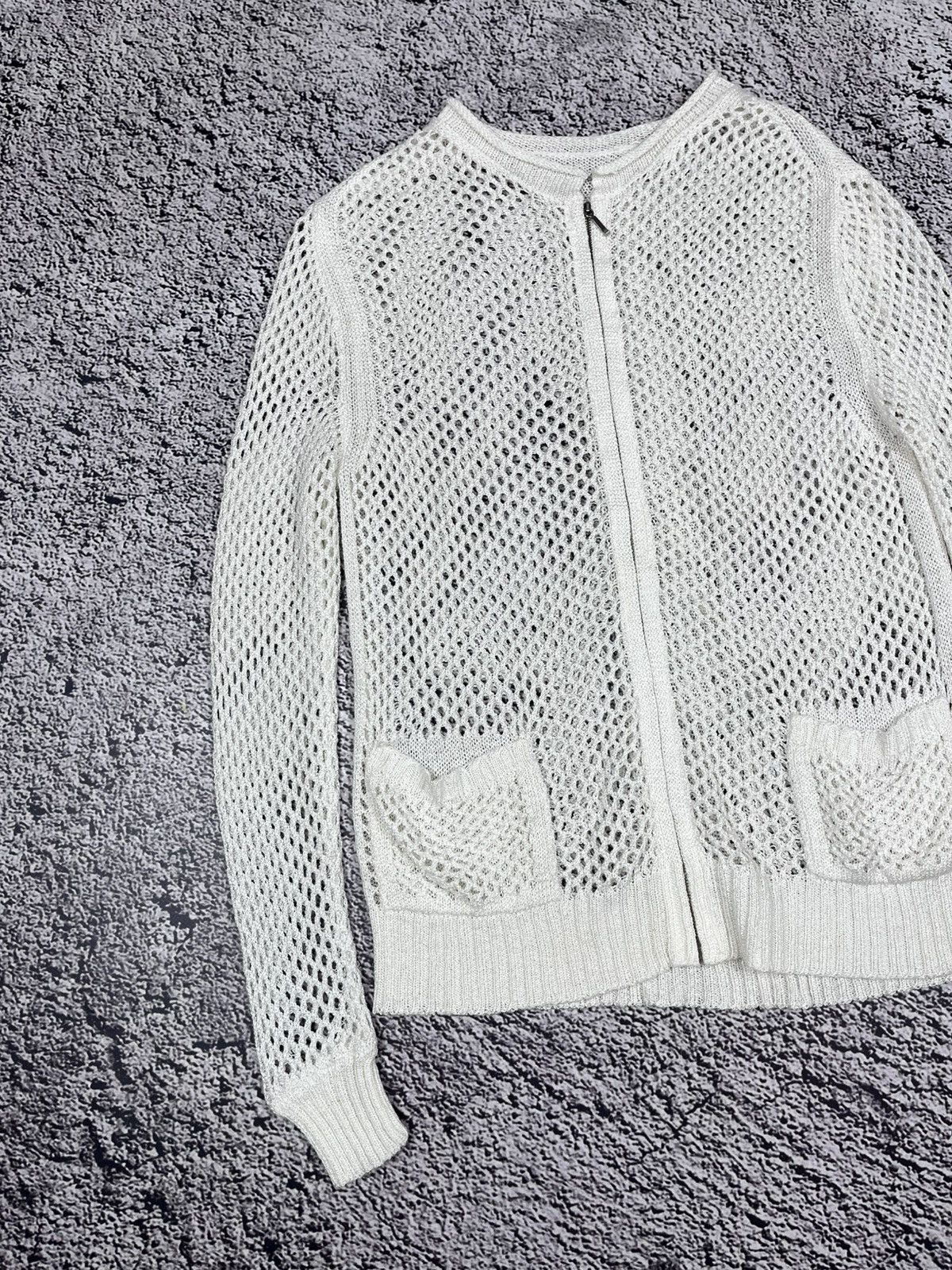 Japanese Brand Vintage Y2K Knit Web Zip AvantGarde Cardigan size M Size M / US 6-8 / IT 42-44 - 2 Thumbnail