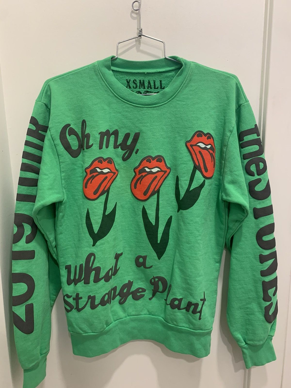 image of Cactus Plant Flea Market x The Rolling Stones Cpfm X Rolling Stones Crewneck in Green (Size XS)