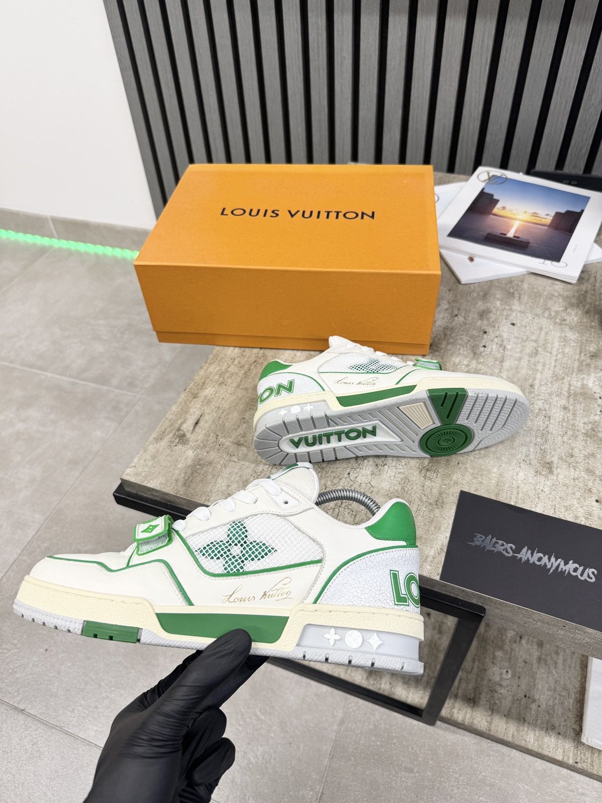 Louis Vuitton Louis Vuitton 1ABLYC Mesh Trainers In Green White RRP £1020 Size US 8.5 / EU 41-42 - 2 Thumbnail