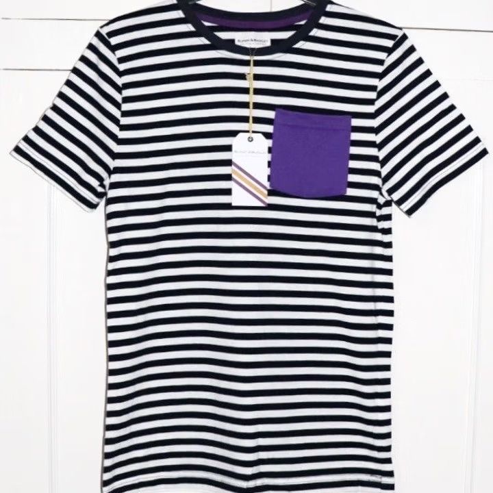 Vintage Rupert & Buckley T Shirt Mens Banwell Stripe Pocket Tee Navy BNWT Medium Boys? Size US M / EU 48-50 / 2 - 2 Thumbnail