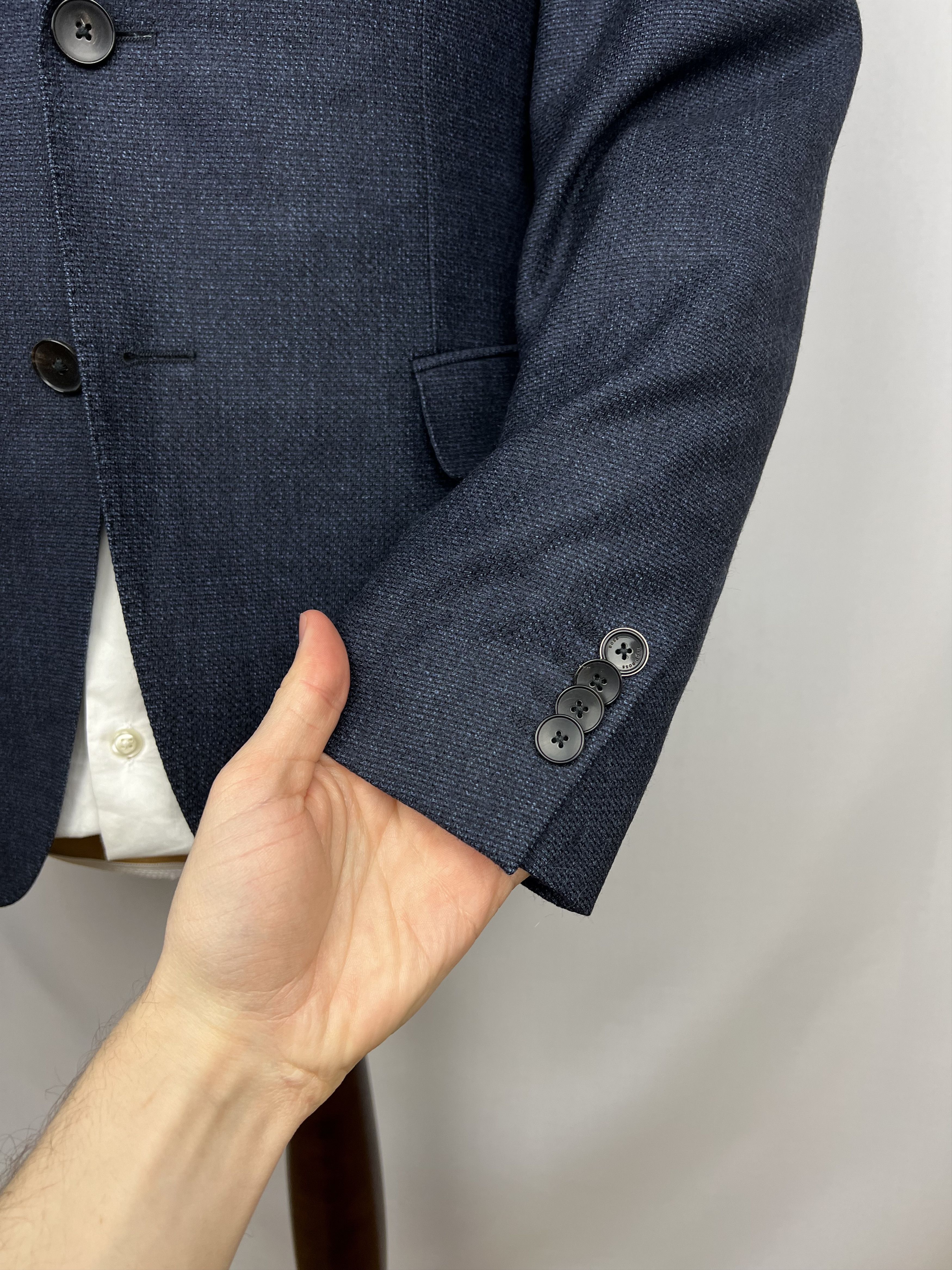 Hugo Boss Solid Cotton Blend Half-Lined Modern Sport Coat Size 38R - 8 Thumbnail