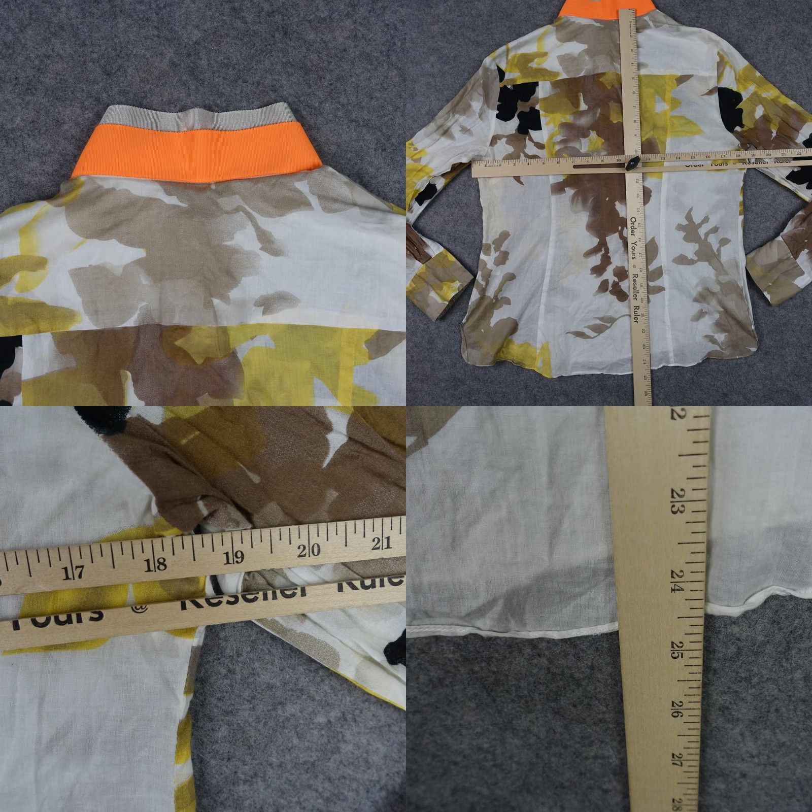 Vintage T Tahari Blouse Womens Medium White Floral High Neck Roll Tab Sleeve Cotton Button Strap White Size M / US 6-8 / IT 42-44 - 8 Thumbnail