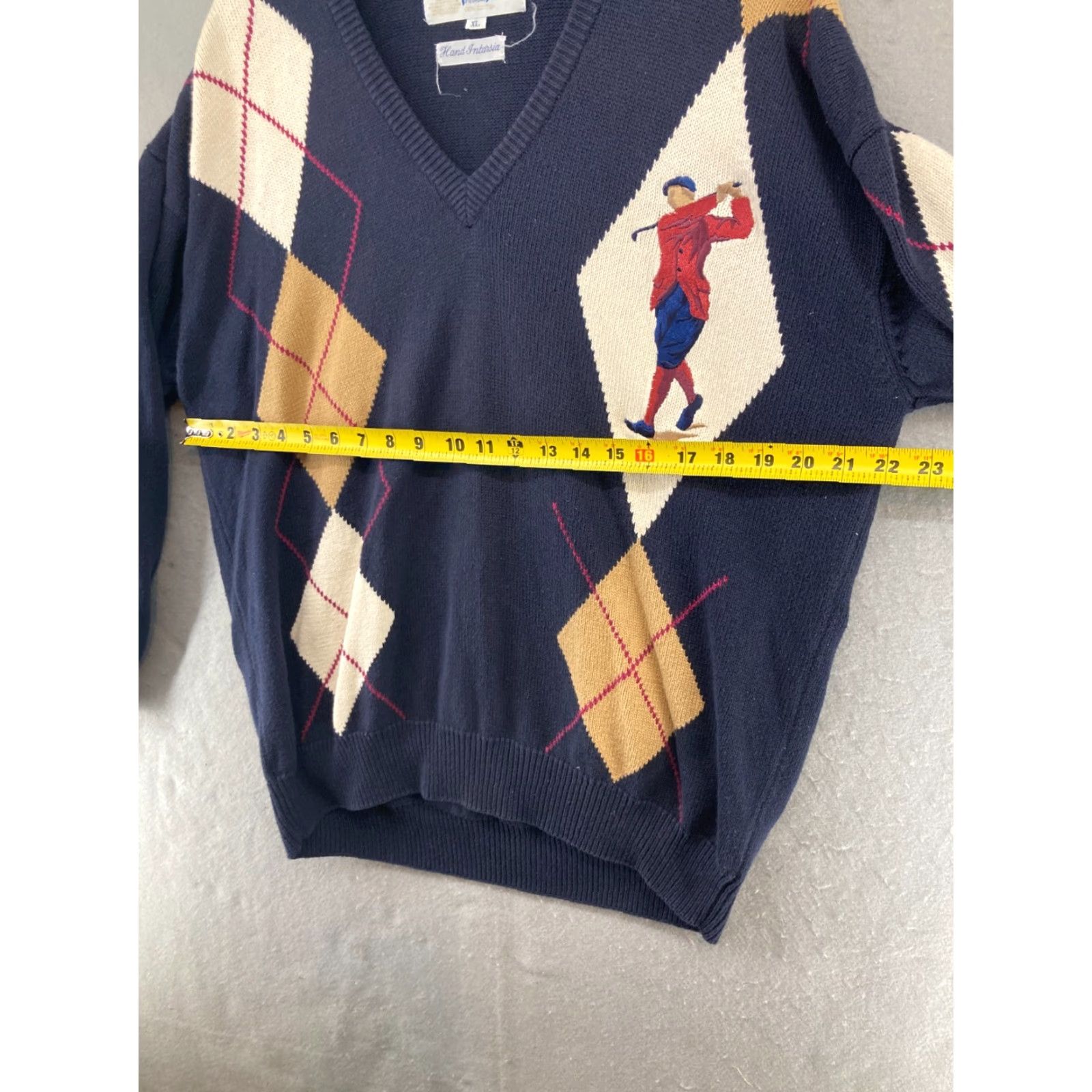 Pringle Of Scotland VINTAGE Pringle of Scotland Argyle Sweater XL Blue Classic V-Neck Long Sleeve 80s 90s Mens Size US XL / EU 56 / 4 - 2 Thumbnail