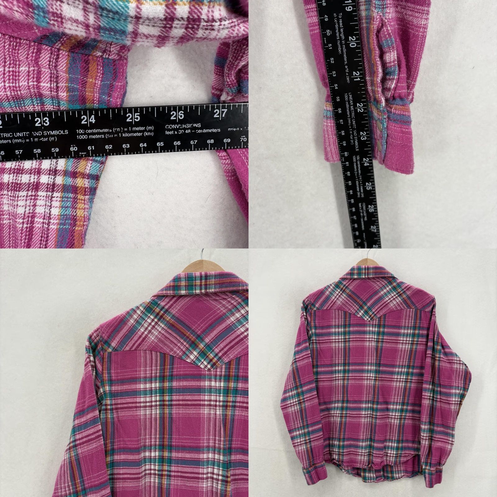 Wrangler VINTAGE Wrangler Shirt Womens 3XL Pink Plaid Flannel Pearl Snap Long Sleeve Western Y2K Size XXL / US 16-18 / IT 52-54 - 8 Thumbnail