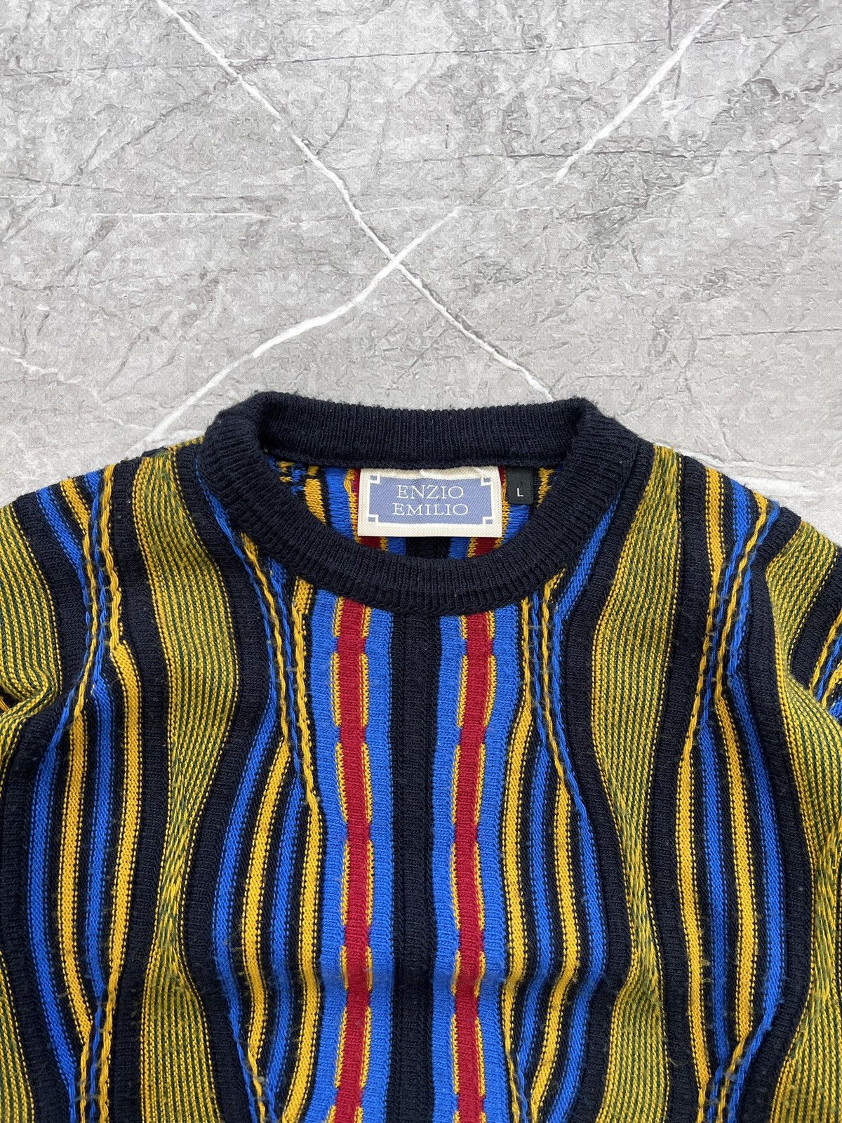Other Vintage 90s cable knit multicolour Coogi style sweater Size US L / EU 52-54 / 3 - 4 Thumbnail