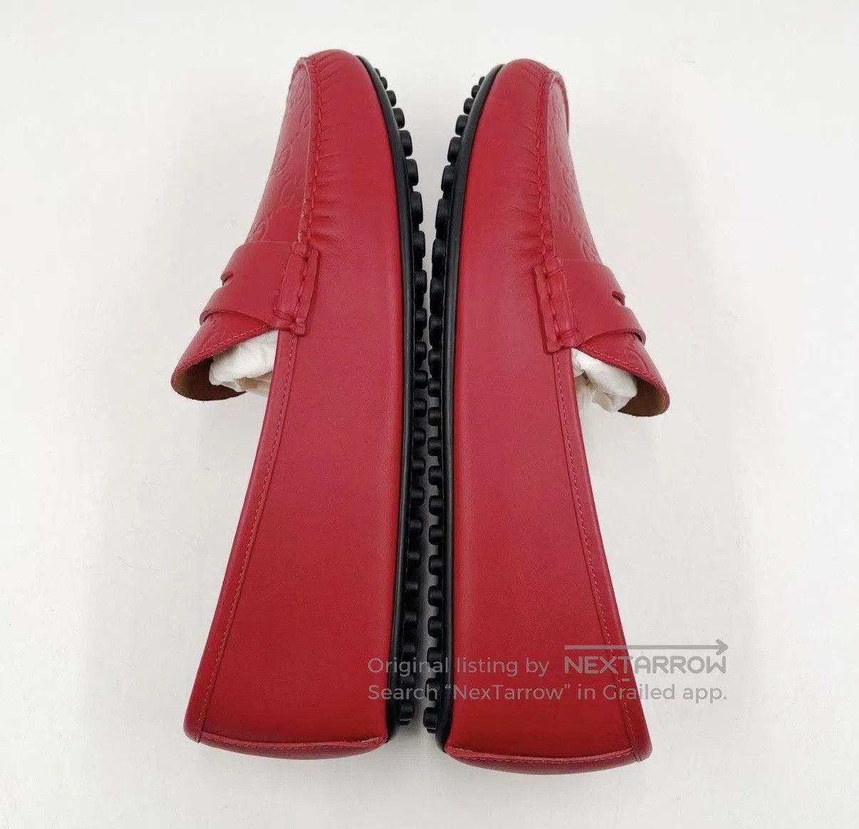 Gucci Red Embossed Leather Slip-On Shoes. Size US 9 / EU 42 - 5 Thumbnail