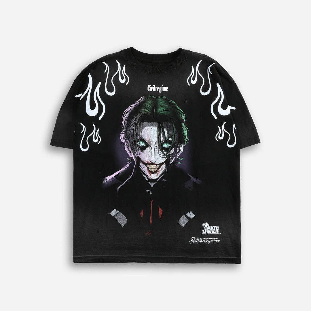 image of Joker X Civil Regime X Harley Quinn Oversized Tee - Small in Black, Men's