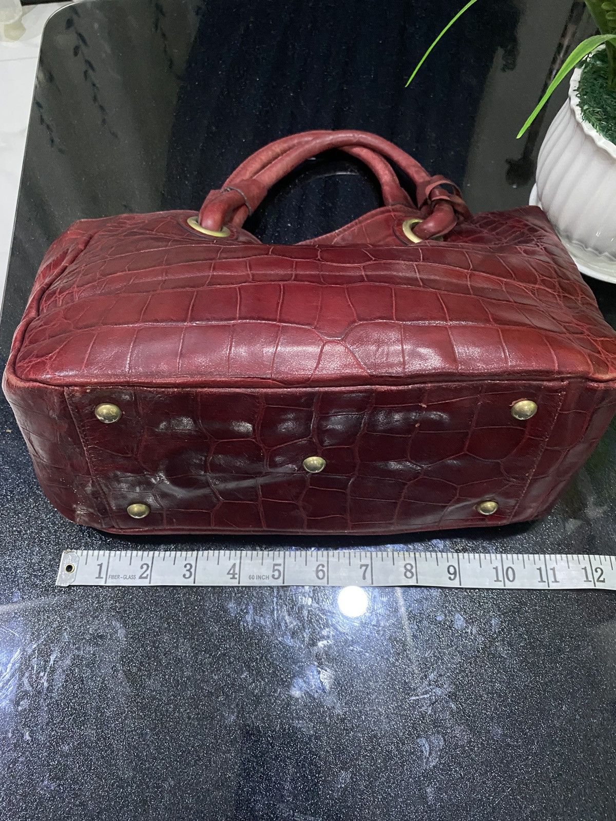Furla Furla Burgundy Embossed Hand Bag Size ONE SIZE - 17 Thumbnail