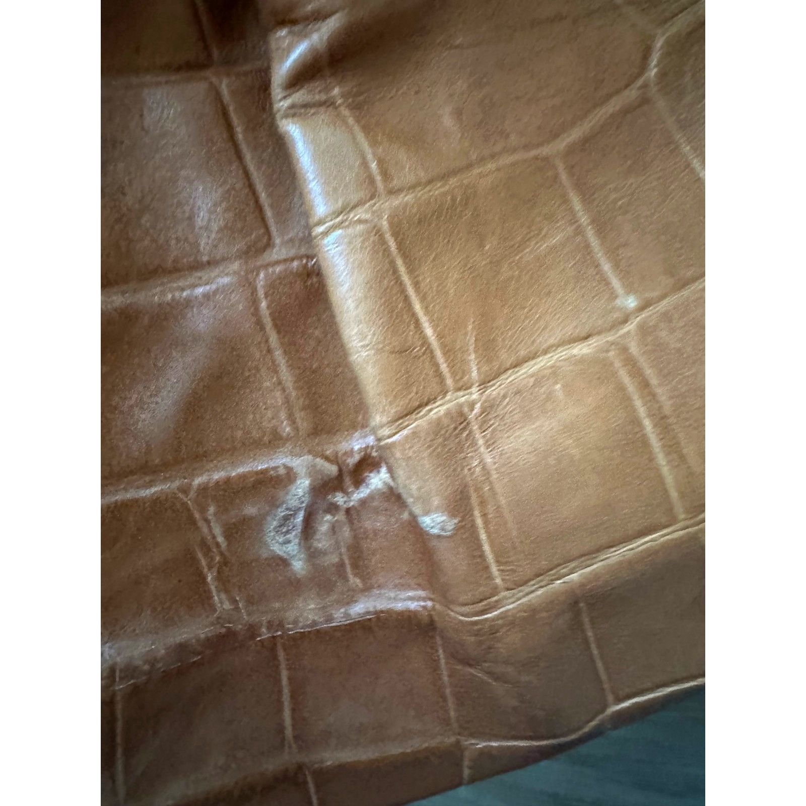Furla FURLA Croc Embossed Camel Colored Leather Bag Size ONE SIZE - 15 Thumbnail